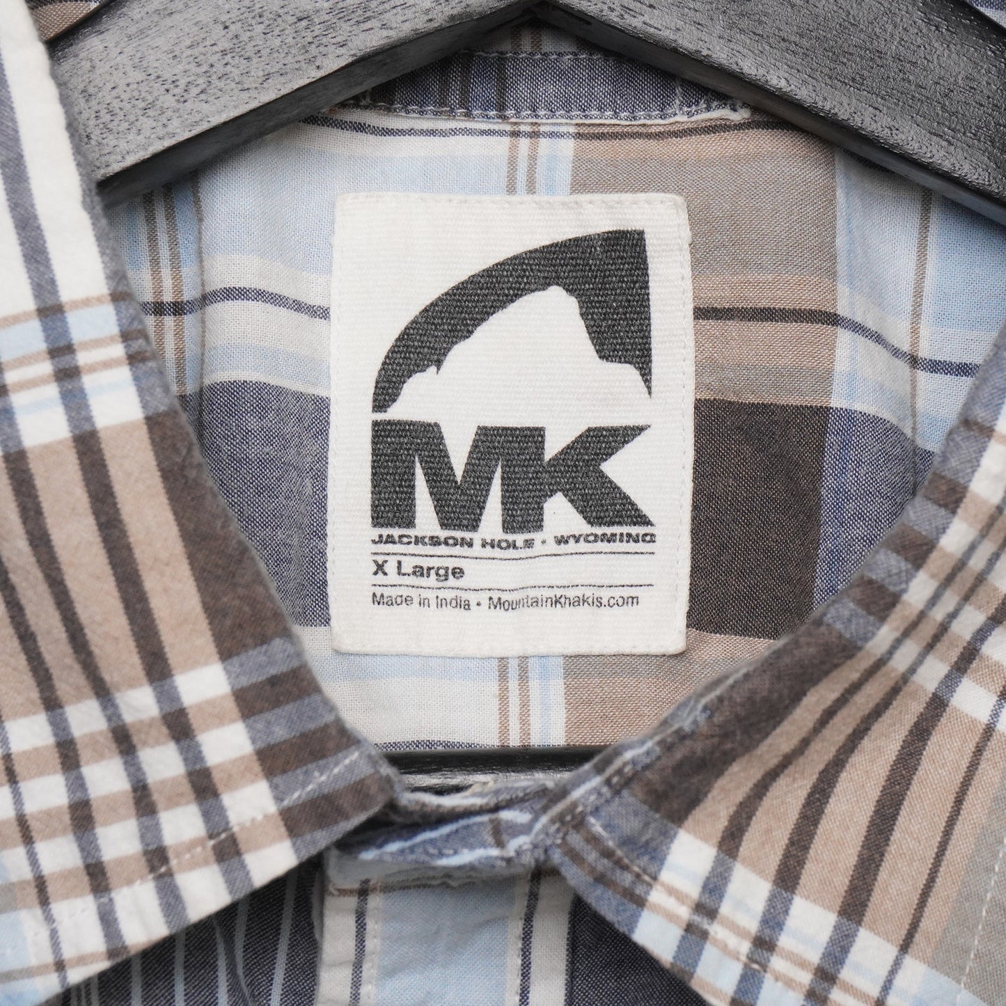 MK Mountain Khakis Plaid Shirt XL Jackson Hole Wyoming Outdoor Short Sleeve