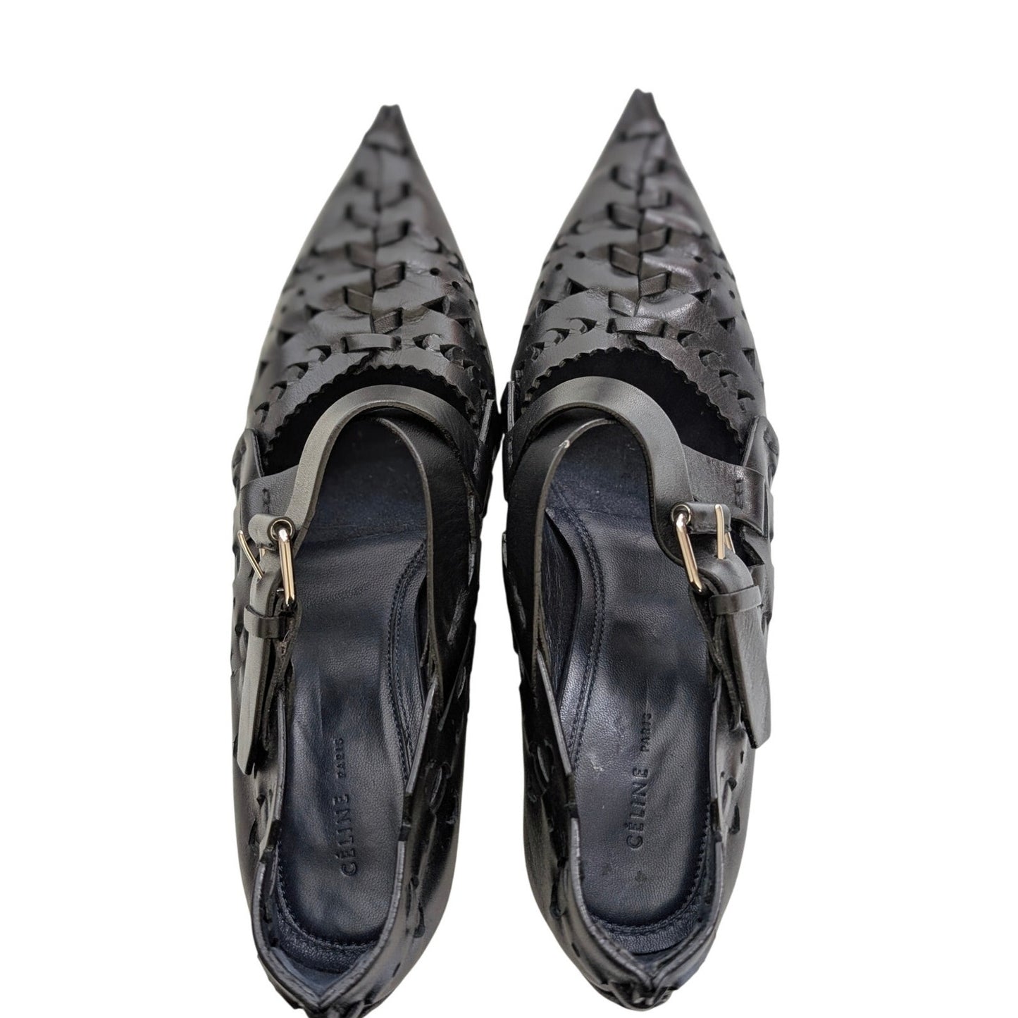 Celine Phoebe Philo Folk Wedge Pump Runway S/S 2016 36.5 Made in Italy