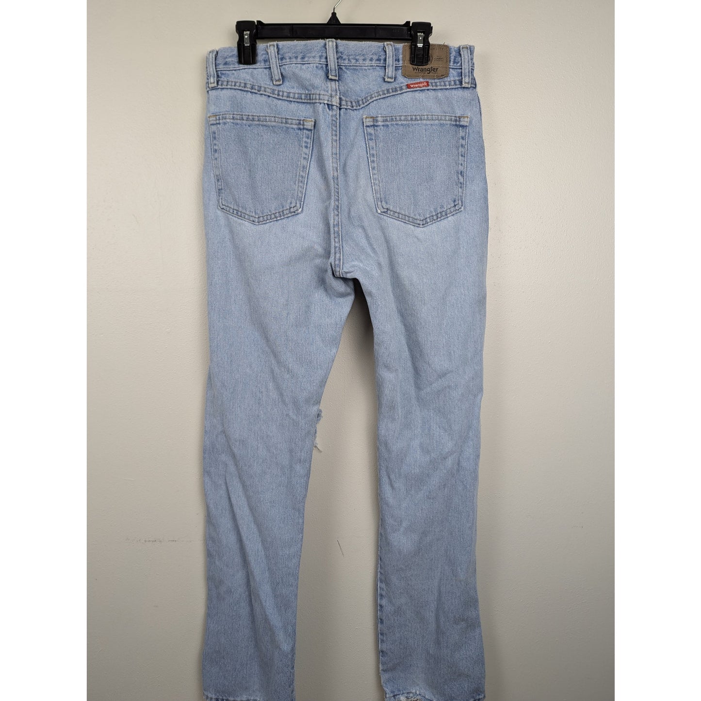 Vintage Wrangler Relaxed Straight Fit Jeans Light Wash Distressed 34x34