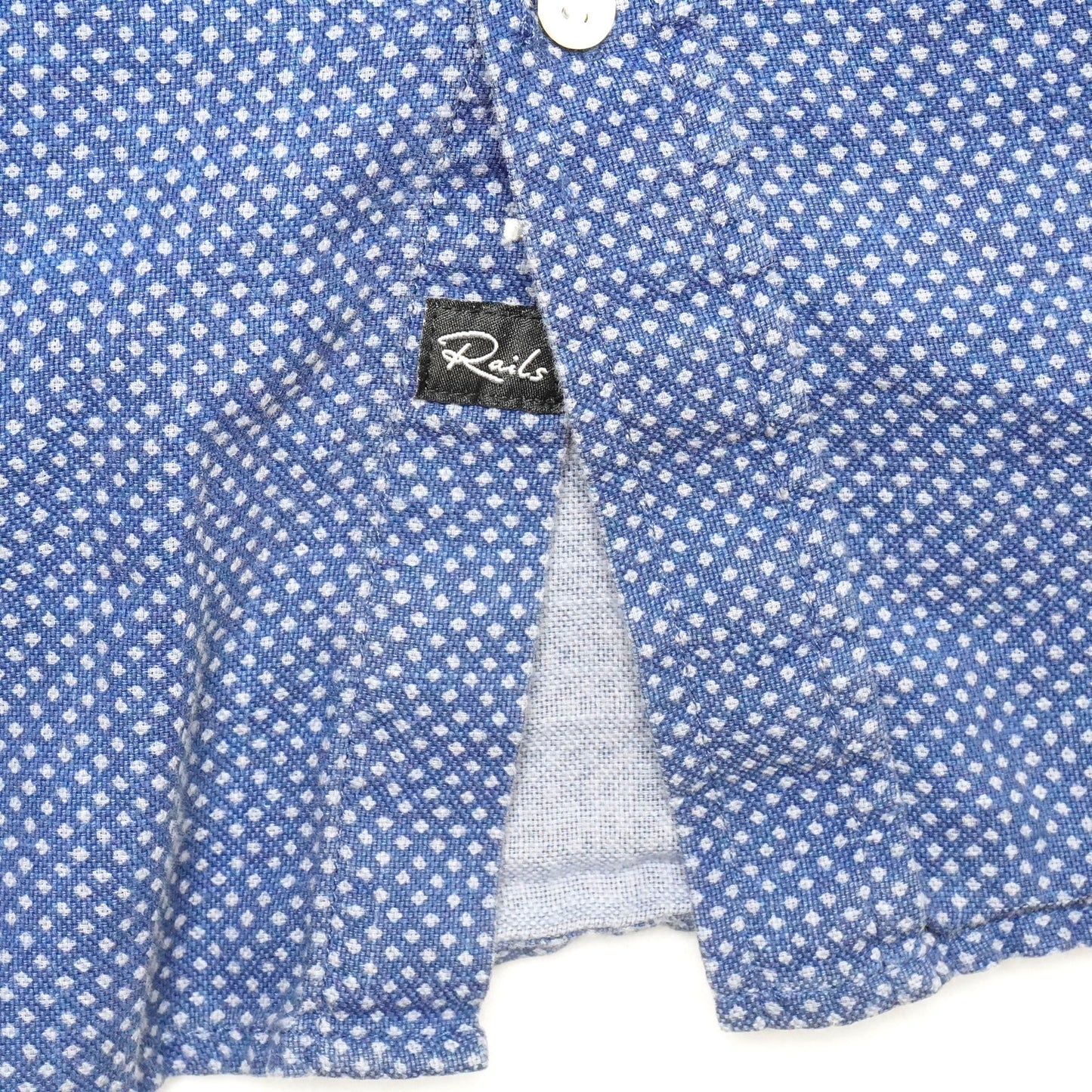 Rails Shirt Mens L Diamond Batik Short Sleeve Button Up Cotton Blue Marine
