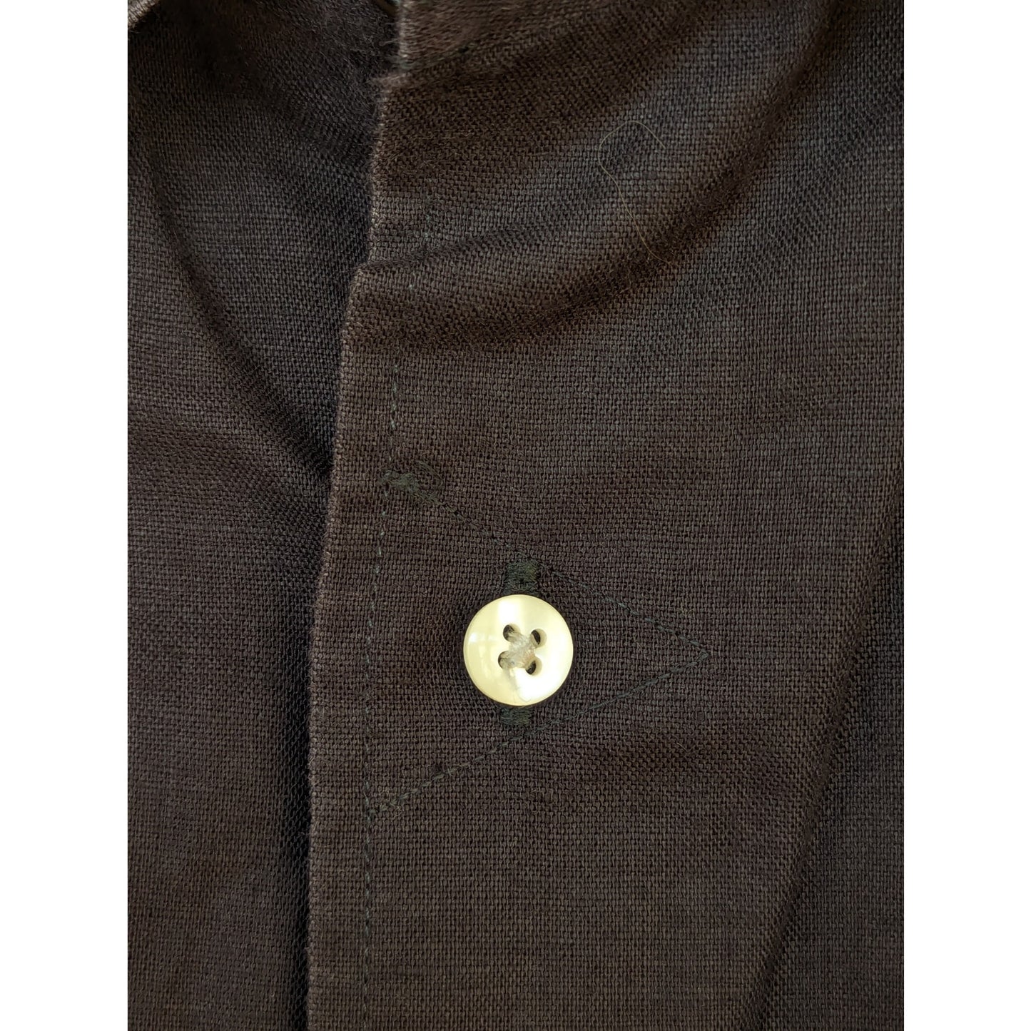 Vintage Claiborne Linen Blend Shirt Black Long Sleeve 17.5 33/34