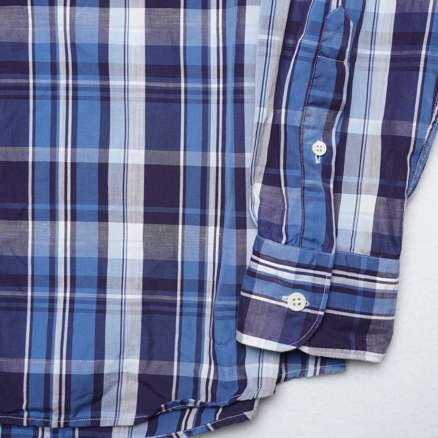 Ermenegildo Zegna Blue Plaid Cotton/Linen Blend Shirt L