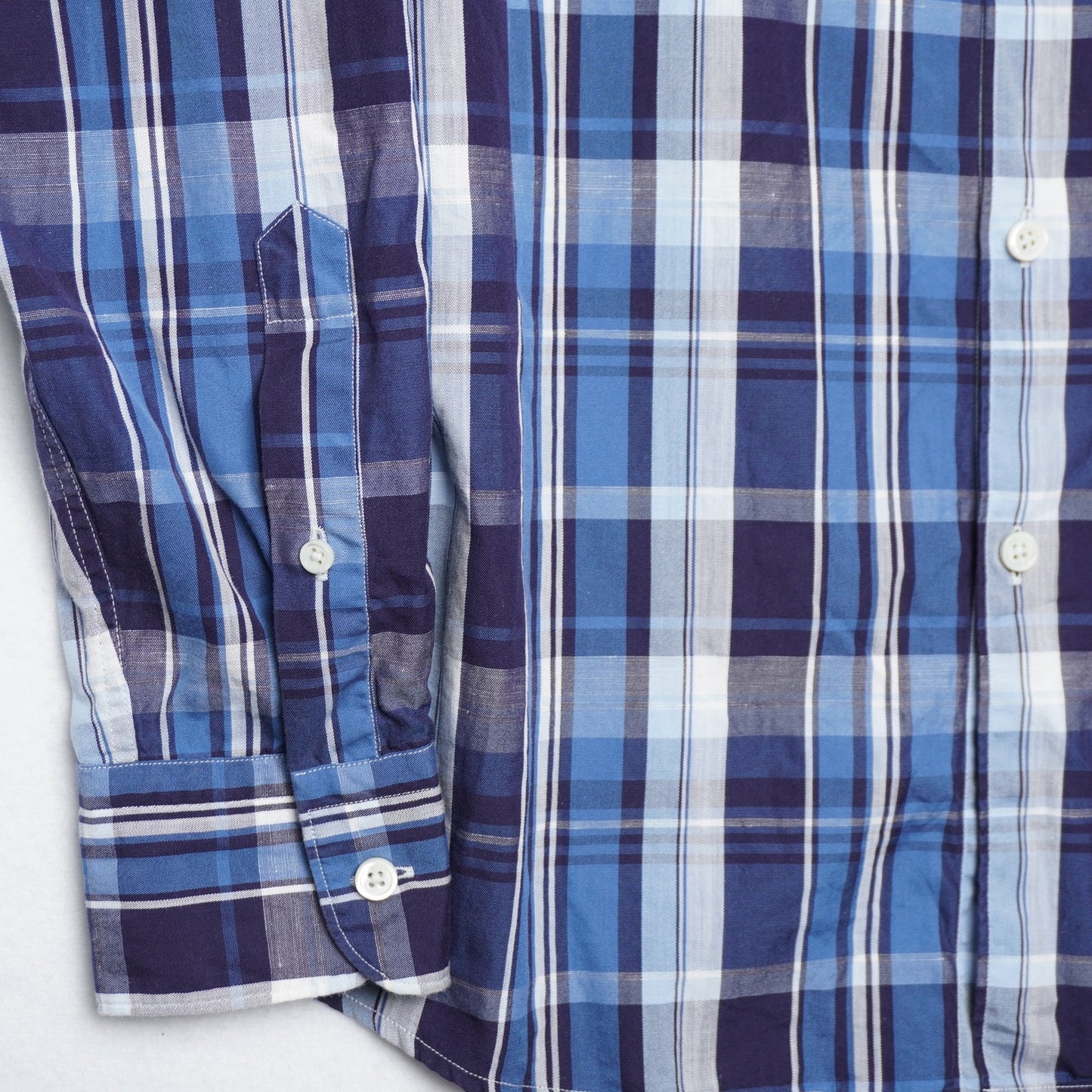 Ermenegildo Zegna Blue Plaid Cotton/Linen Blend Shirt L