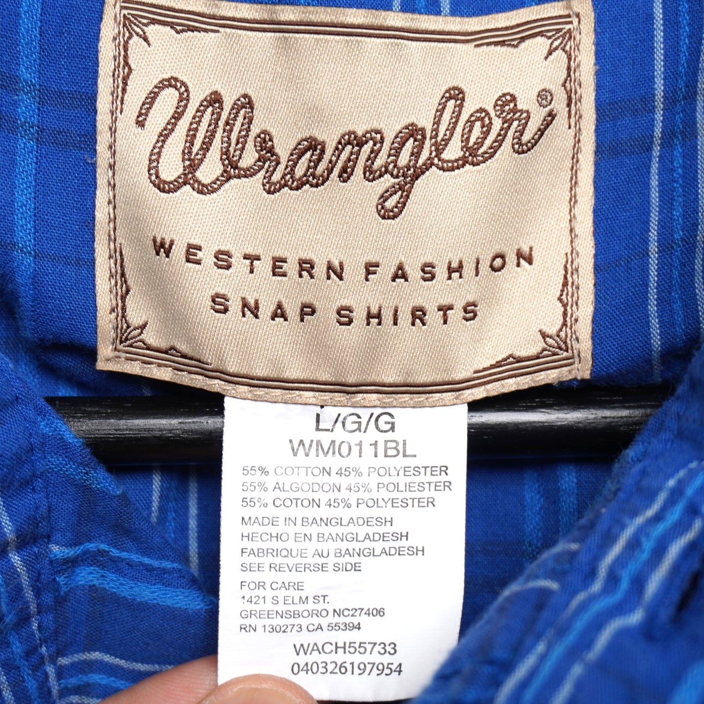 Wrangler Western Fashion Snap Shirt Blue Stripe Long Sleeve Size Large