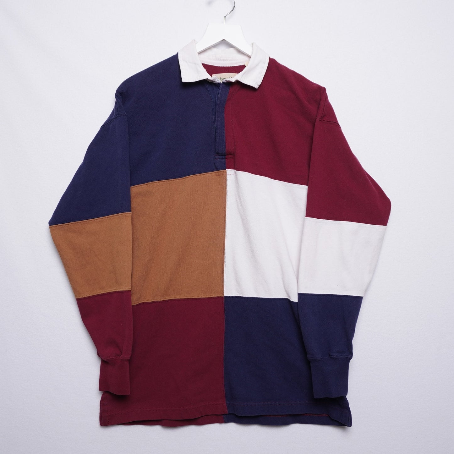 St John's Bay Color Block Long Sleeve Rugby Shirt Size M