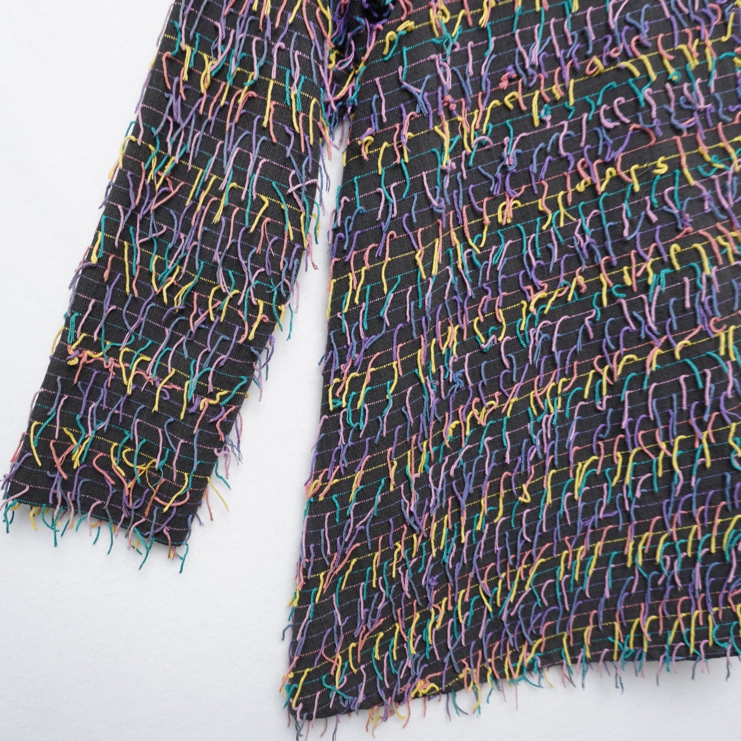 Car Pool Couture Multi Color Fringe Jacket 100% Cotton M