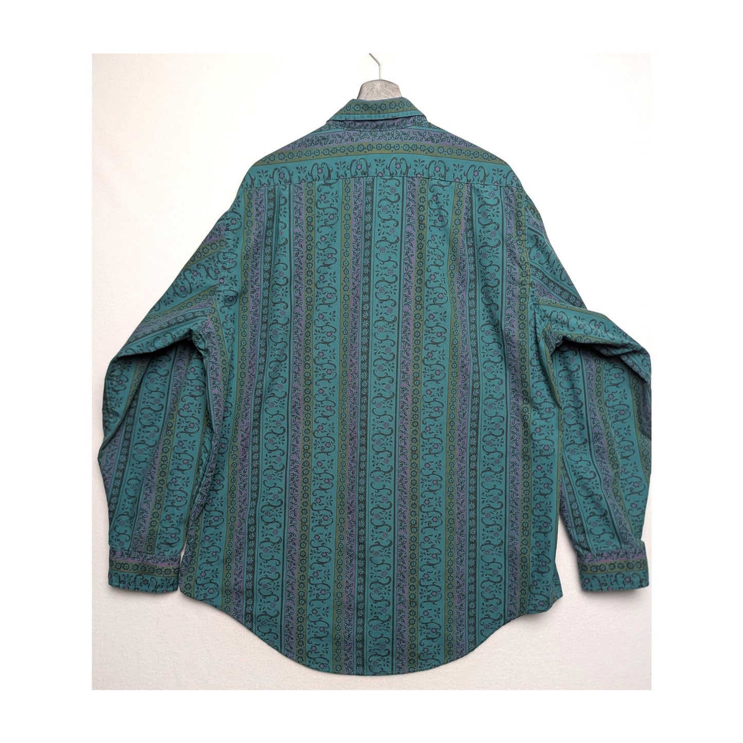 Vintage Oakton Limited Green Floral Long Sleeve Casual Shirt XL