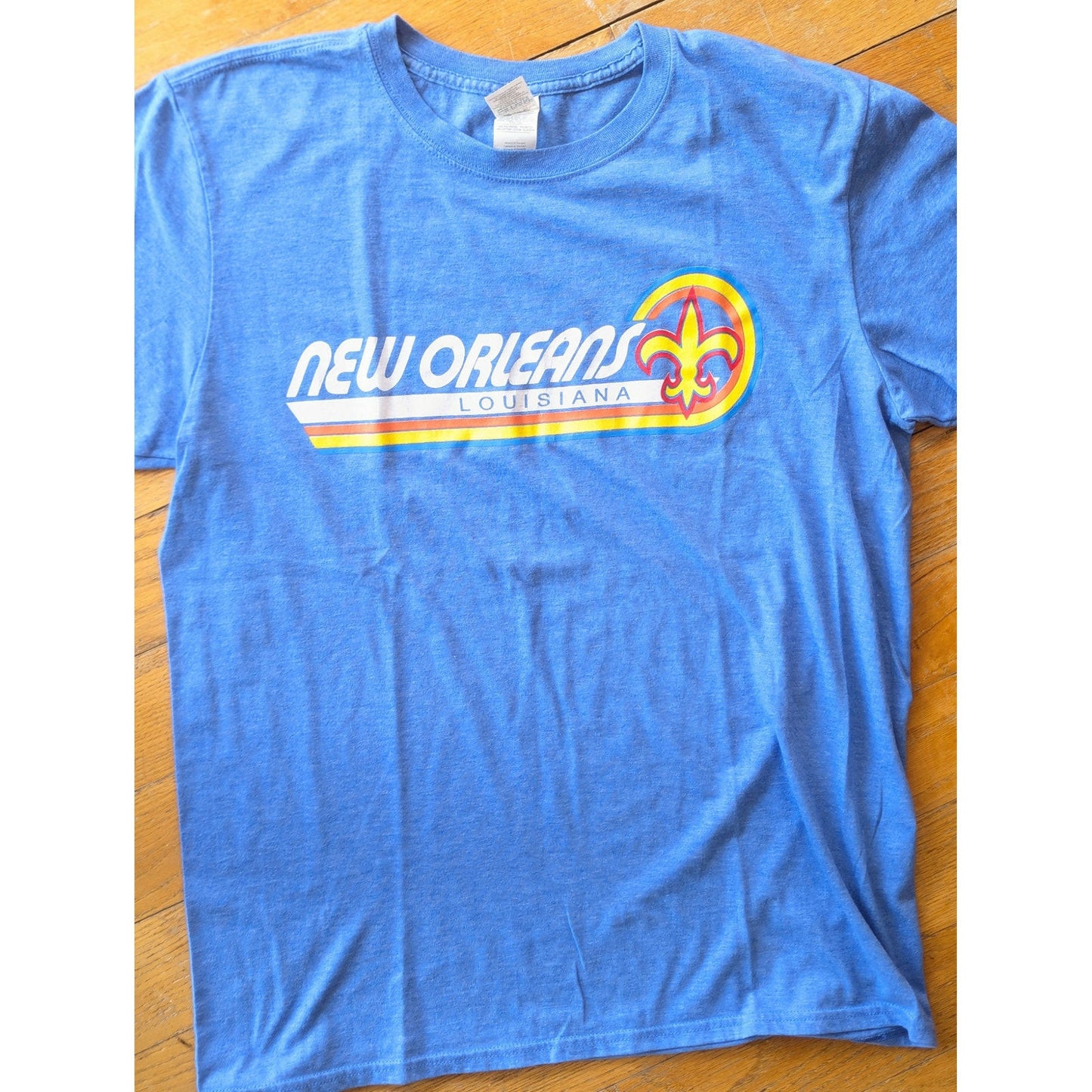 Blue New Orleans T-shirt Retro Style Lettering Size L