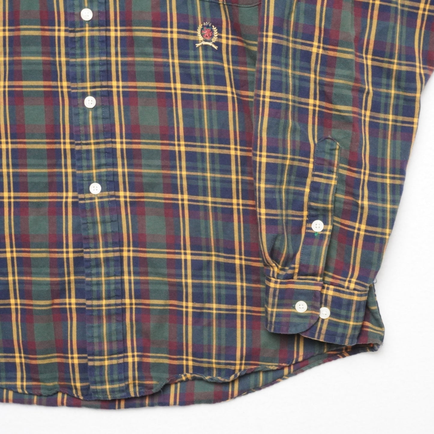 Tommy Hilfiger Plaid Flannel Shirt Mens M Button Front Long Sleeve Vintage Y2K
