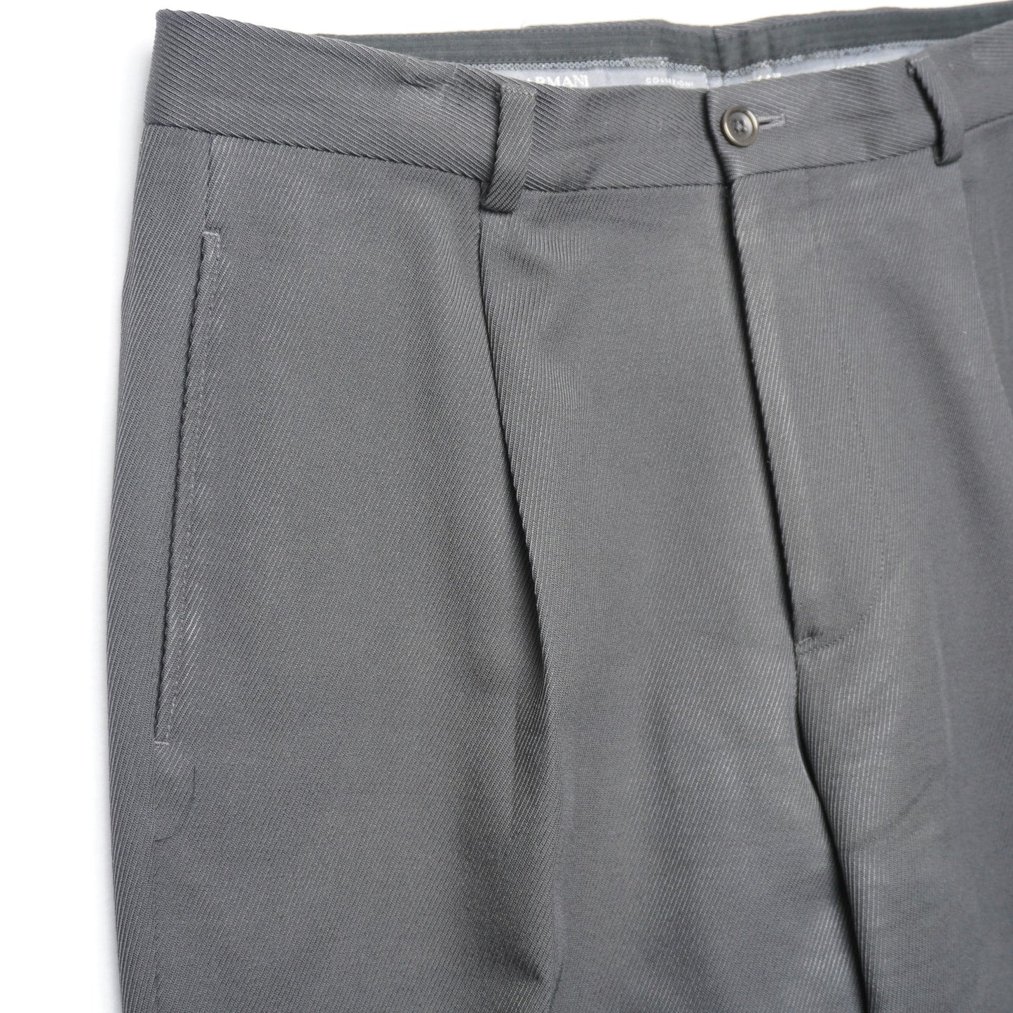 Armani Collezioni Dark Gray Wide Leg Wool Trousers