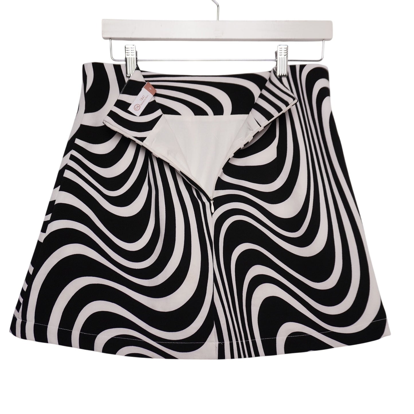 C&A 1841 Black & White Op Art Mini Skirt | Size 9 | Retro Mod | Made in Mexico