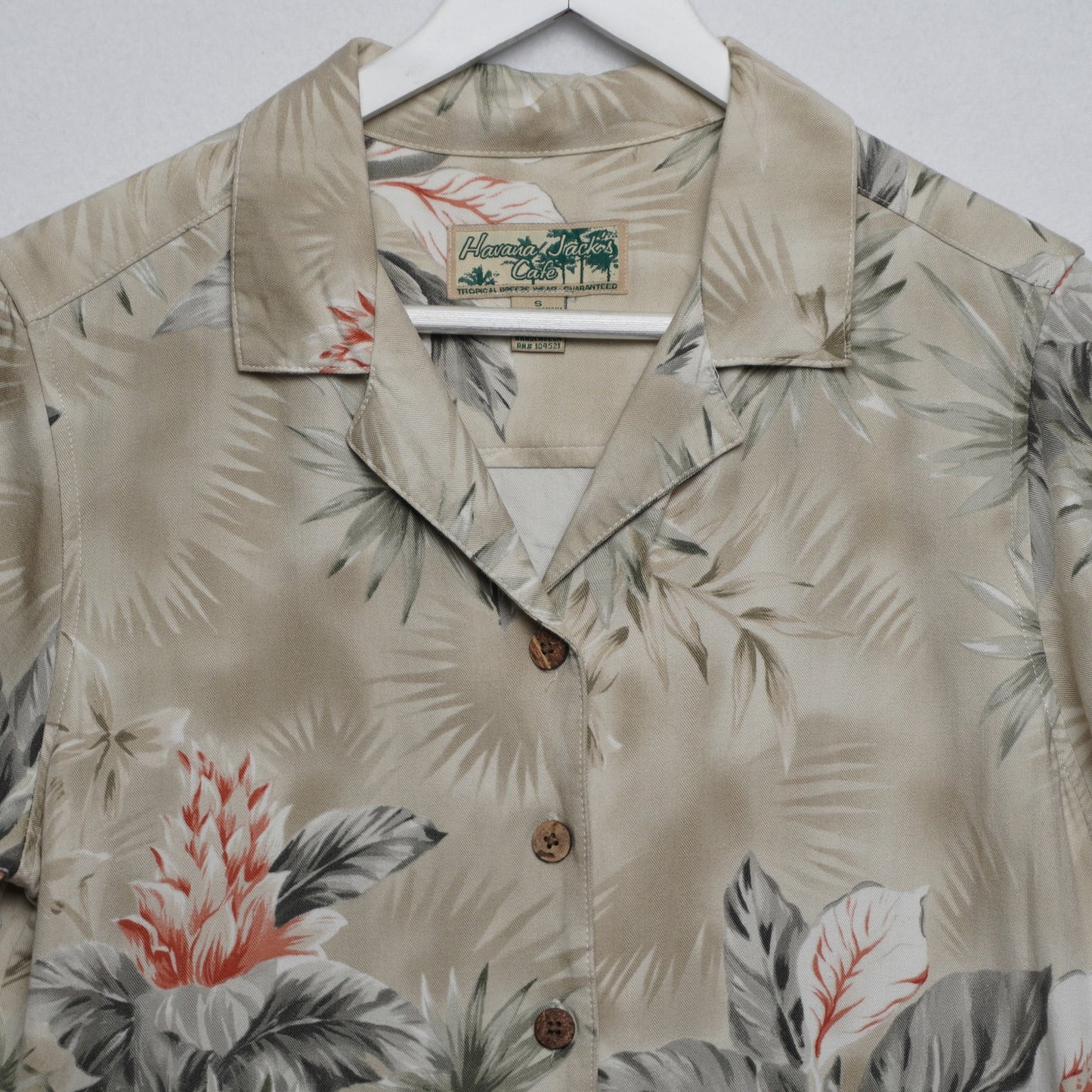 Havana Jacks Cafe Tropical Print Shirt Size S