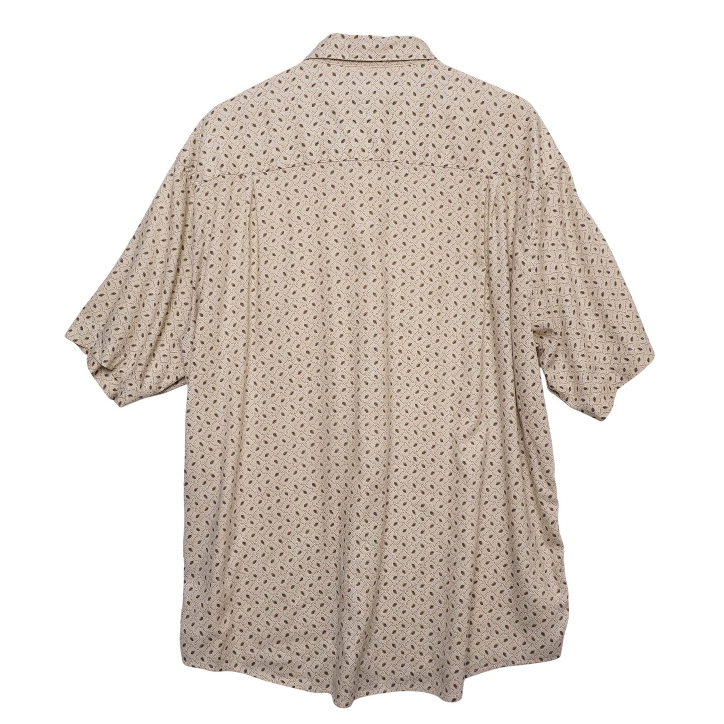 Vintage Claiborne Shirt Mens XL Beige Geometric Pattern Short Sleeve