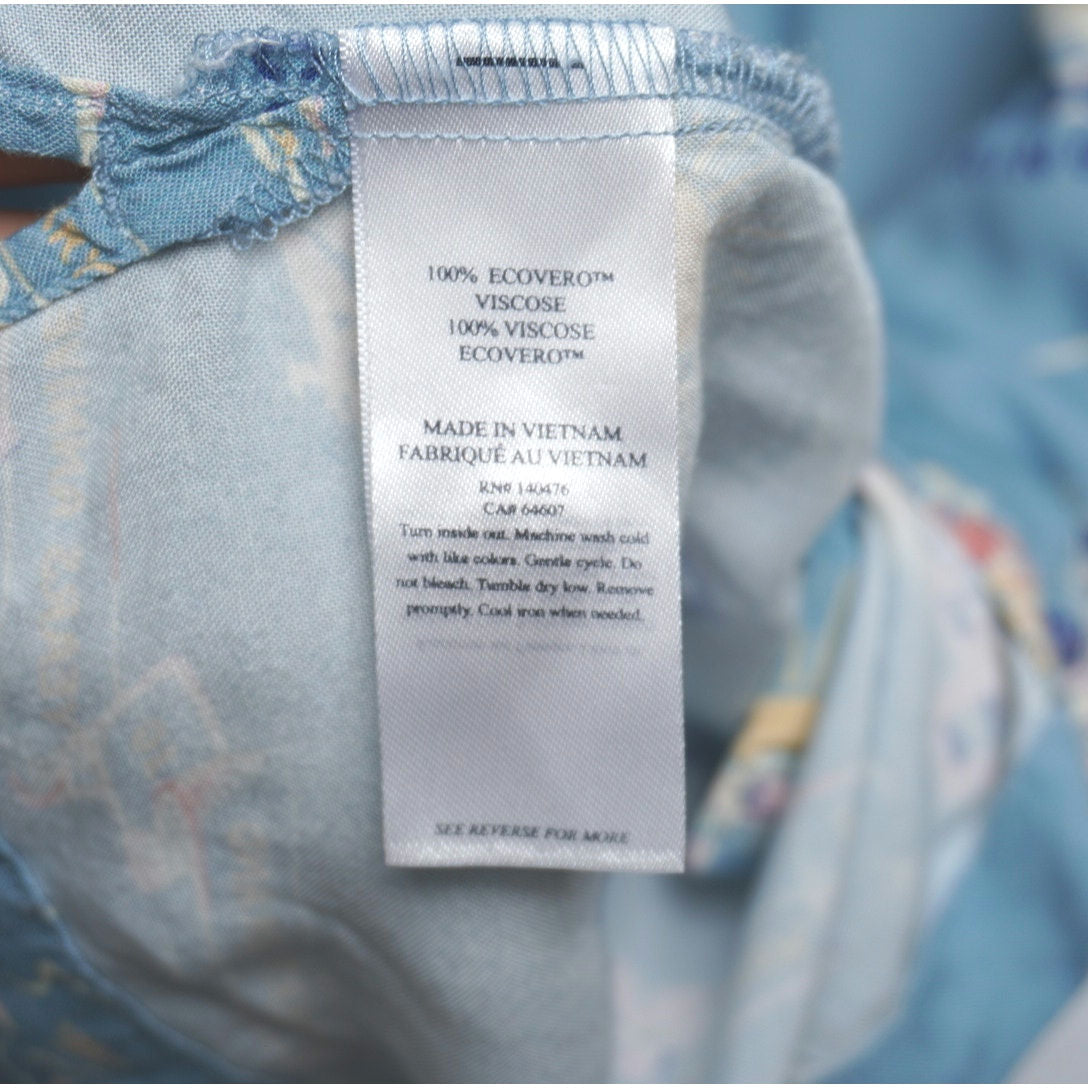 Faherty Beach House Collection Blue Beach Shirt Retro Summer Town Print Size L