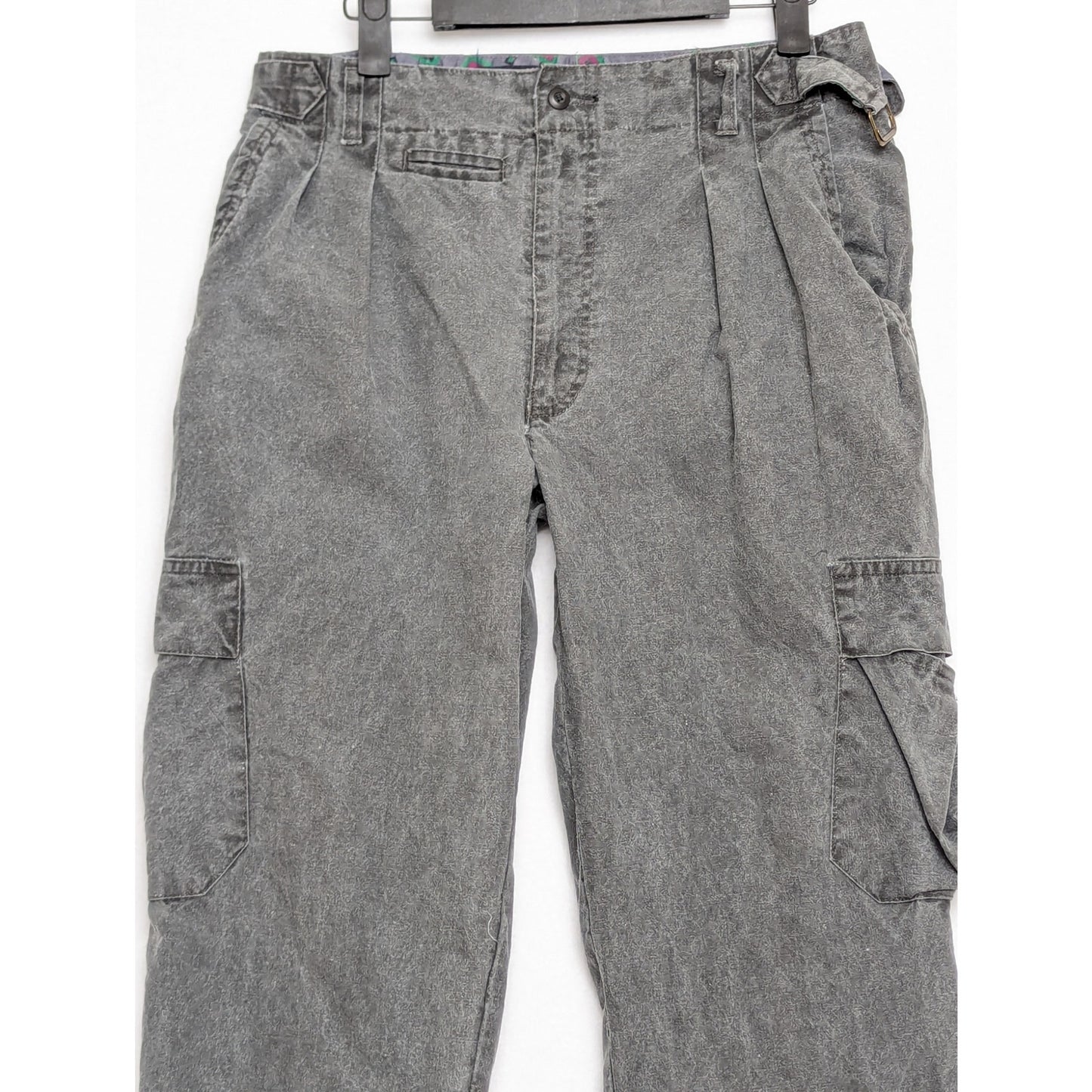 Vtg Gray High Waisted Adjustable Waist Light Cotton Cargo Pants Size 29