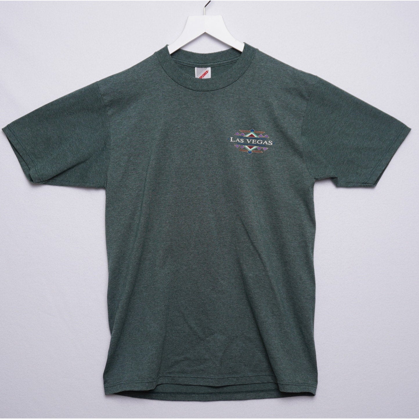 Vintage Green Las Vegas Embroidered T-shirt Blue Size M