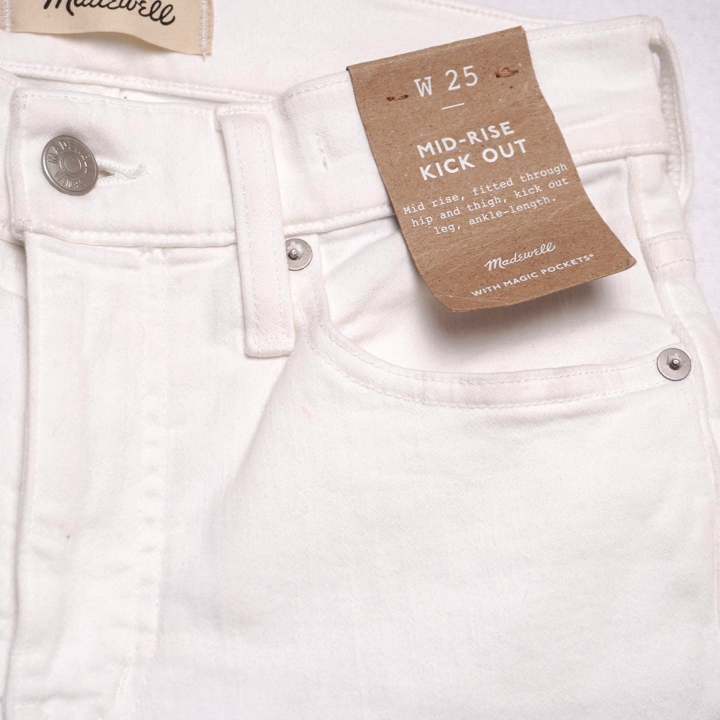 Madewell Midrise Kick-Out White Denim Perfect Summer Jeans NWT 25