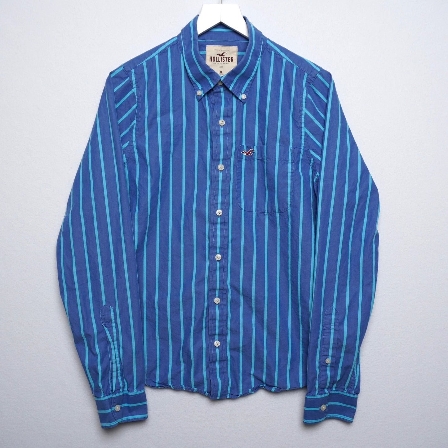 Hollister Blue Striped Button Down Shirt Size XL