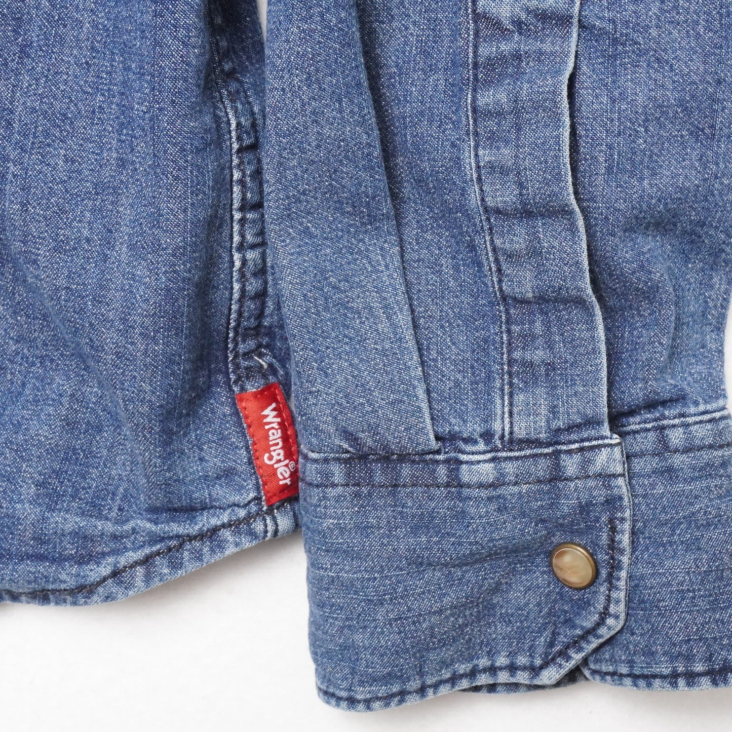 Wrangler Western Denim Shirt XL Snap Button Chambray Long Sleeve Cowboy