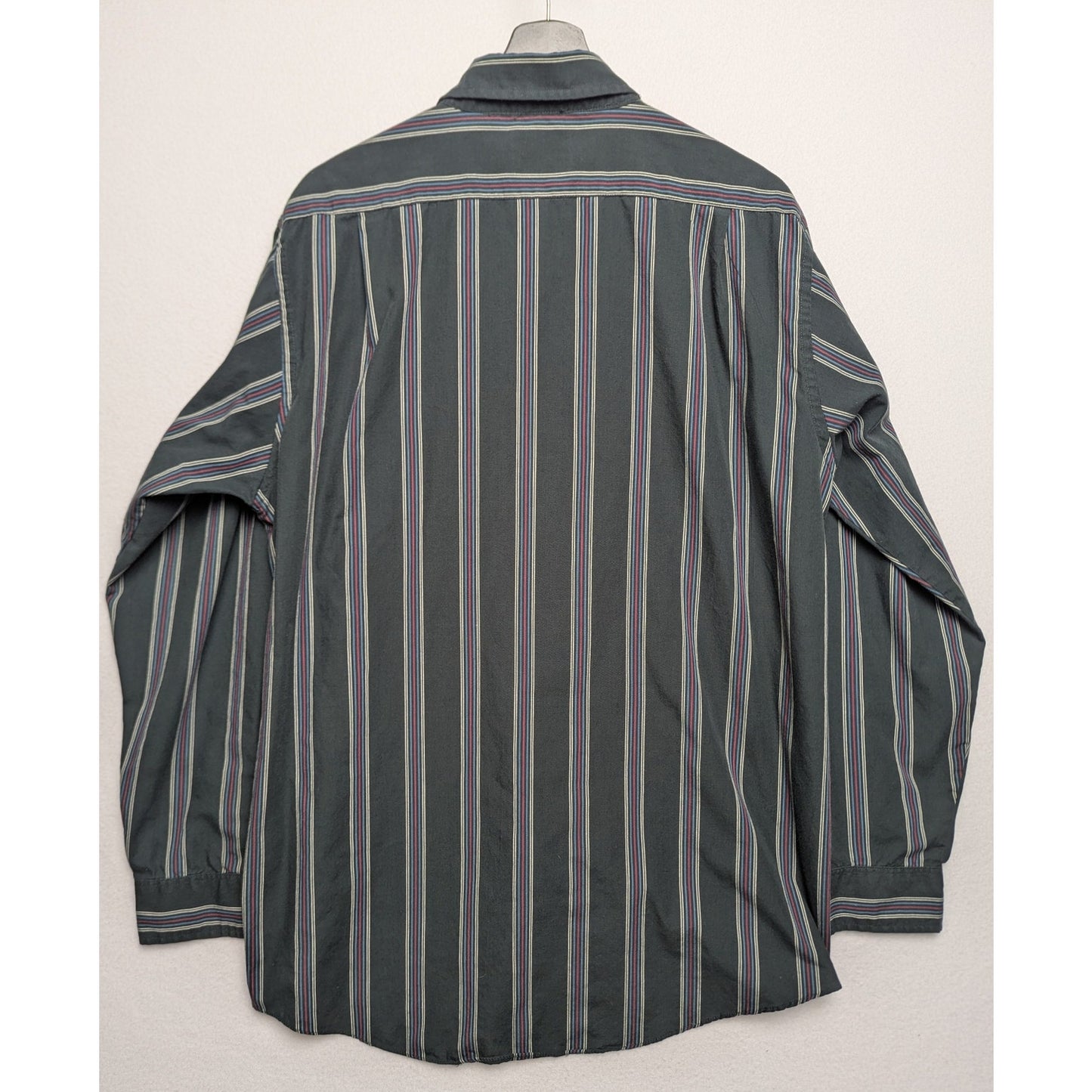 Vintage Oakton Limited Green Striped Long Sleeve Shirt XL Tall