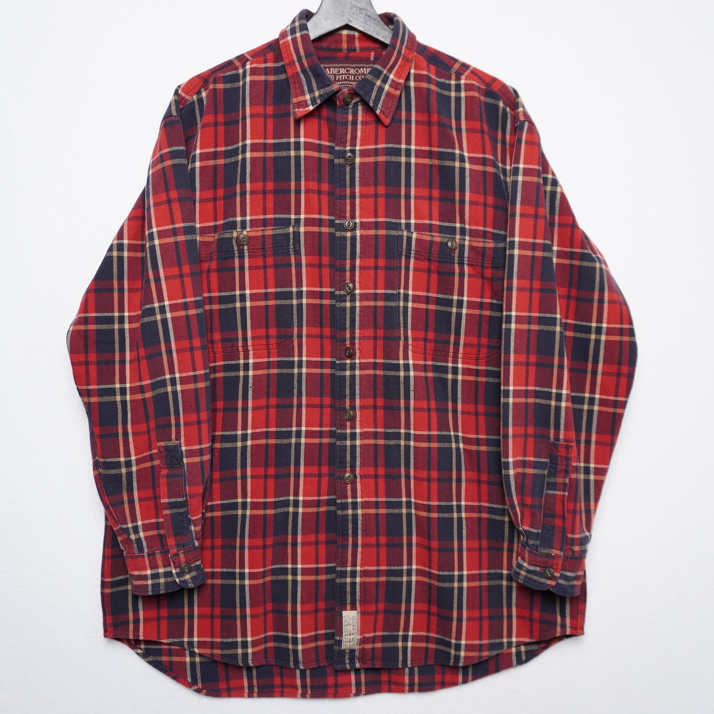 Abercrombie & Fitch Red/Navy Plaid Authentic Chamois Shirt Men’s M Heavy Flannel
