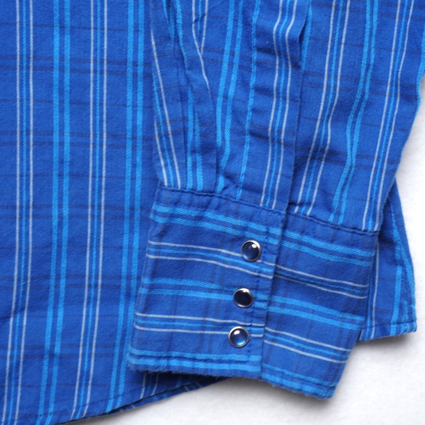 Wrangler Western Fashion Snap Shirt Blue Stripe Long Sleeve Size Large