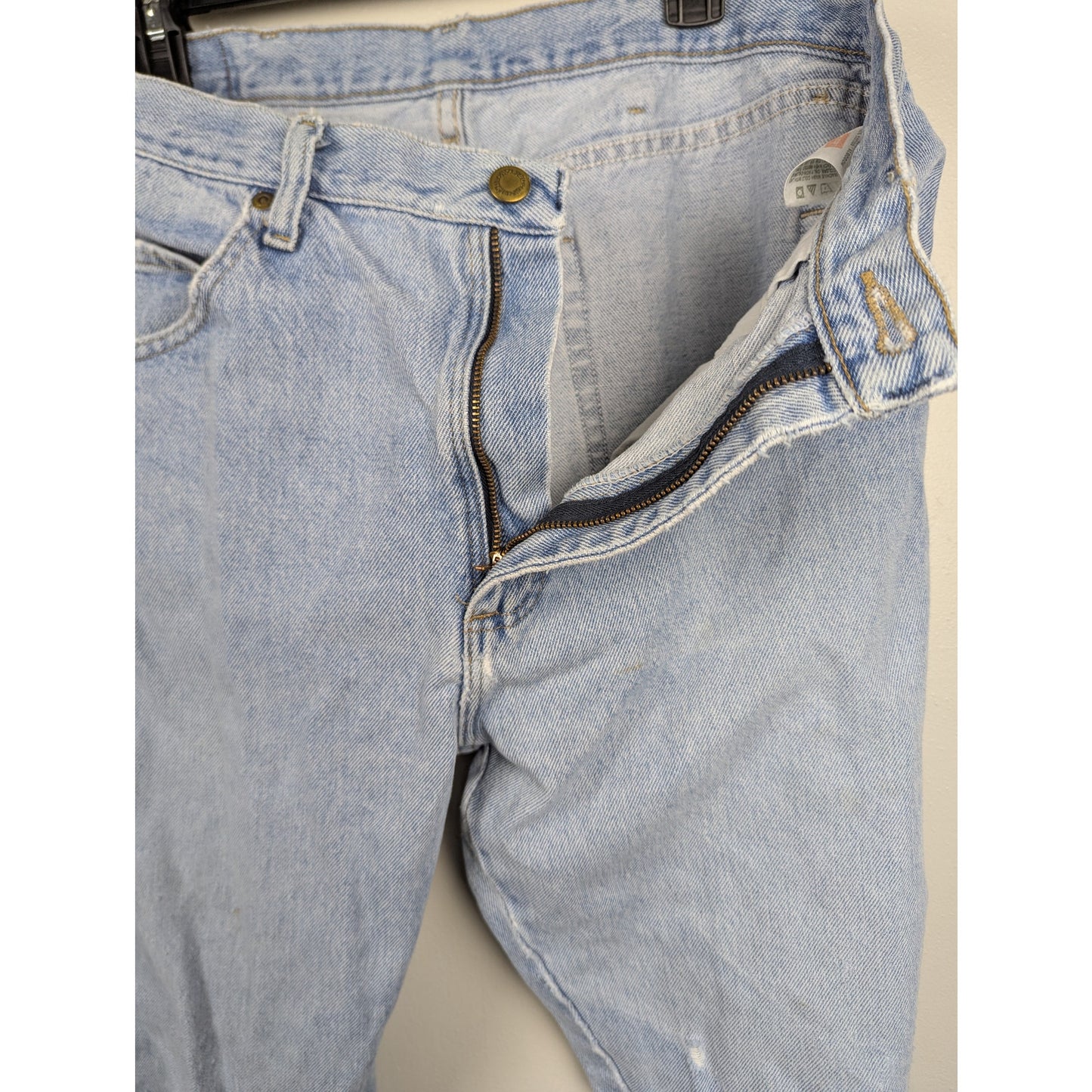 Vintage Wrangler Relaxed Straight Fit Jeans Light Wash Distressed 34x34