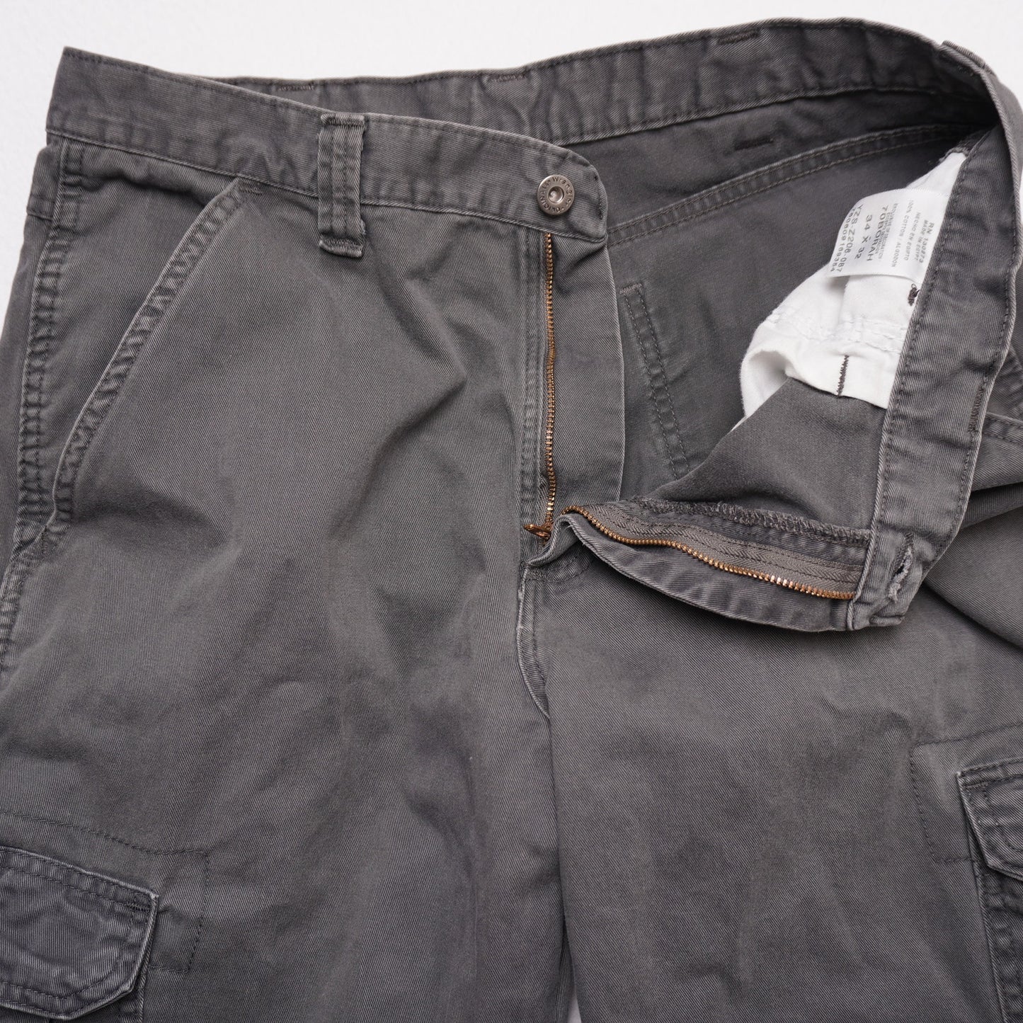 Wrangler Originals Cargo Pants Gray 34x32 Relaxed Fit Cargo Pockets 100% Cotton