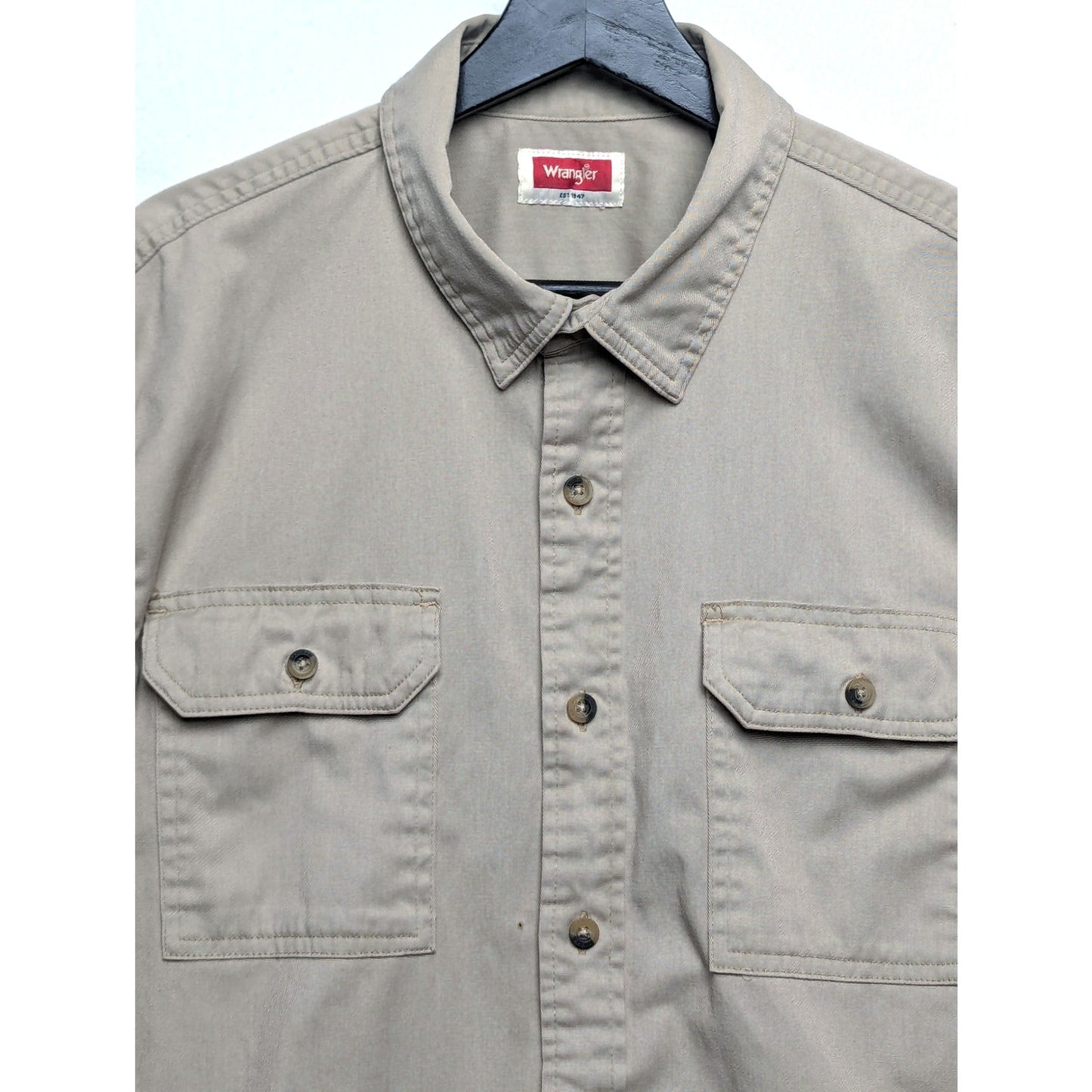 Wrangler Work Shirt Khaki Color Men's Size Large