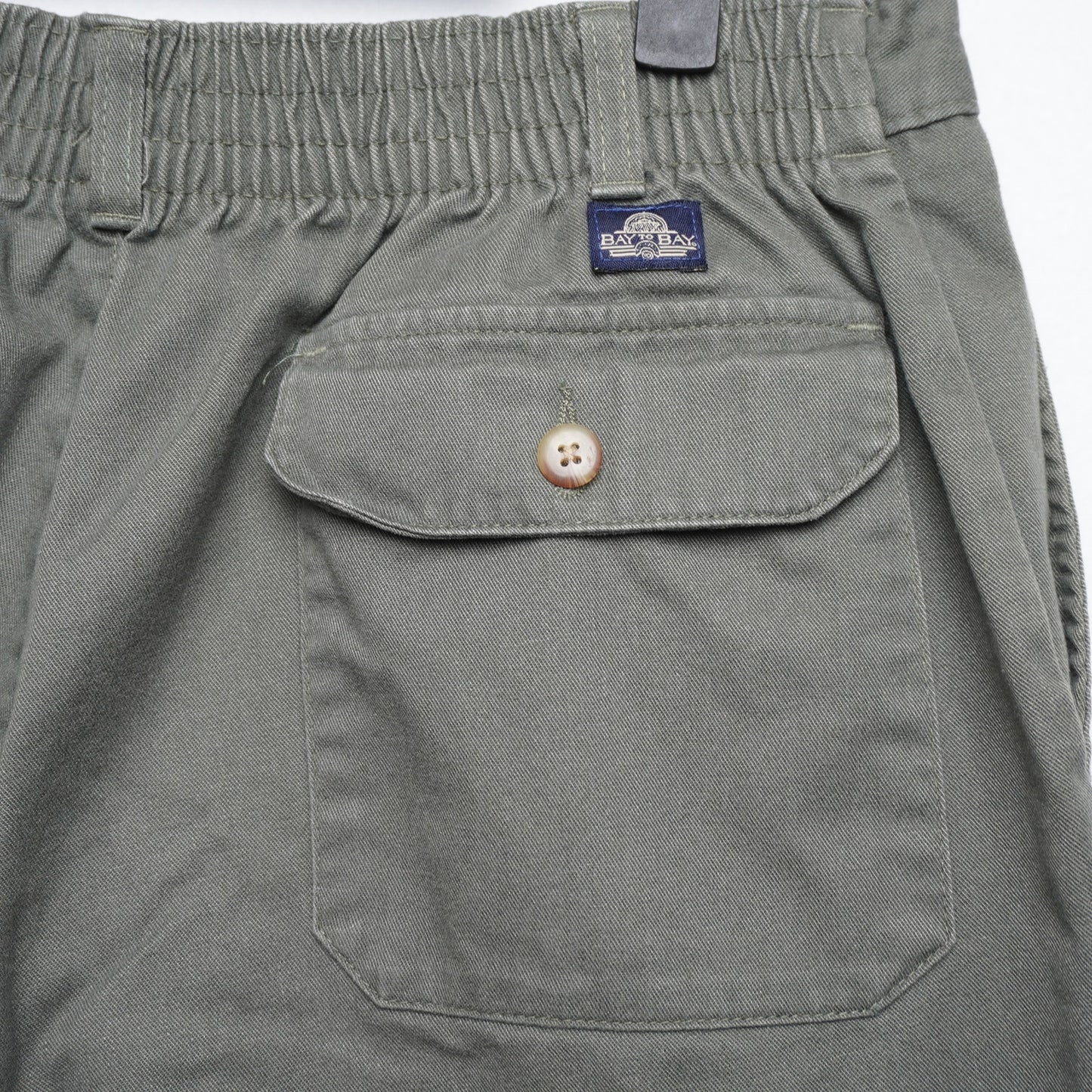 Vintage Bay to Bay Green Cotton Shorts Elastic Waist Pleated Waist 38