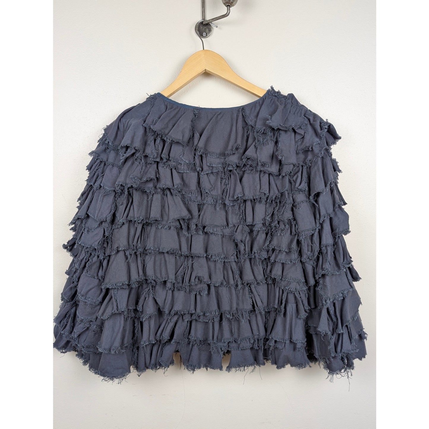 100% Cotton Layered Ruffle Blue Cardigan S