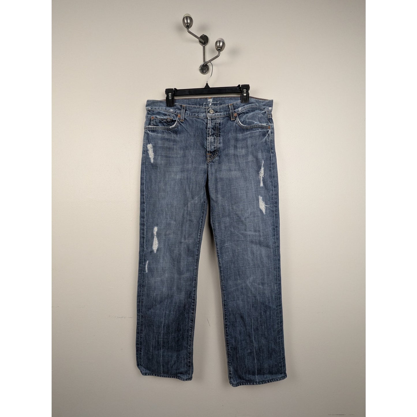 7 for all Mankind Standard Blue Jeans Distressed 36x32 100% Cotton