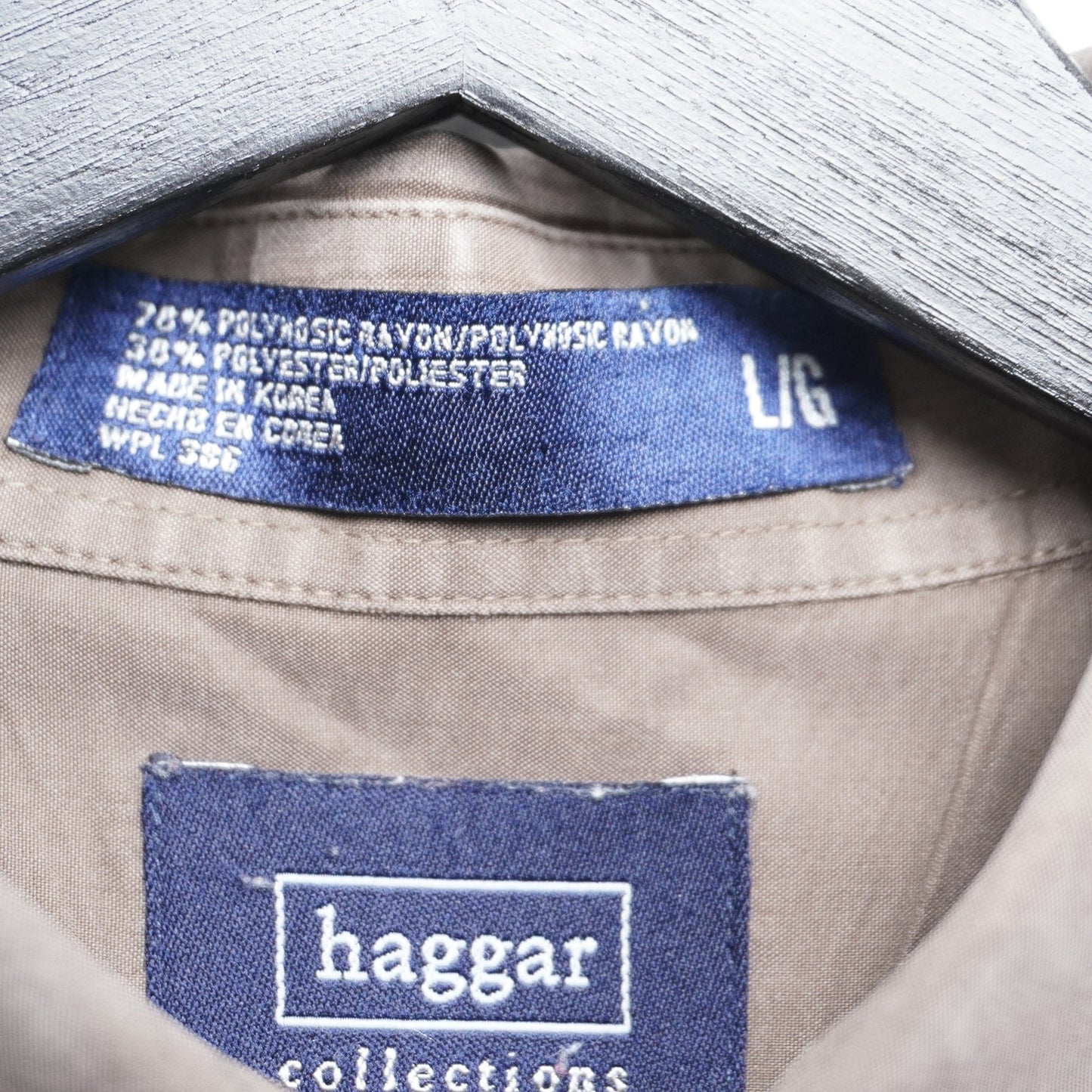 Vintage Haggar Collections Taupe/Gray/Brown Shirt - Utility Style Button Up Size L