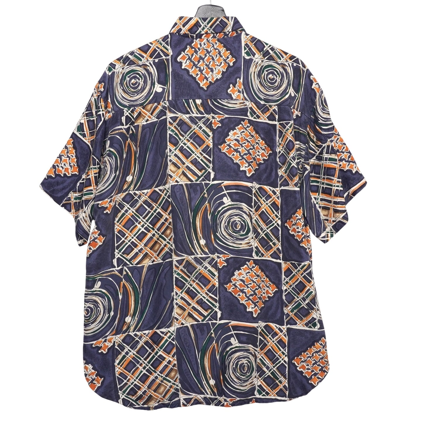 Lord & Taylor Kensington Collection Silk Shirt M Abstract Short Sleeve 100% Silk