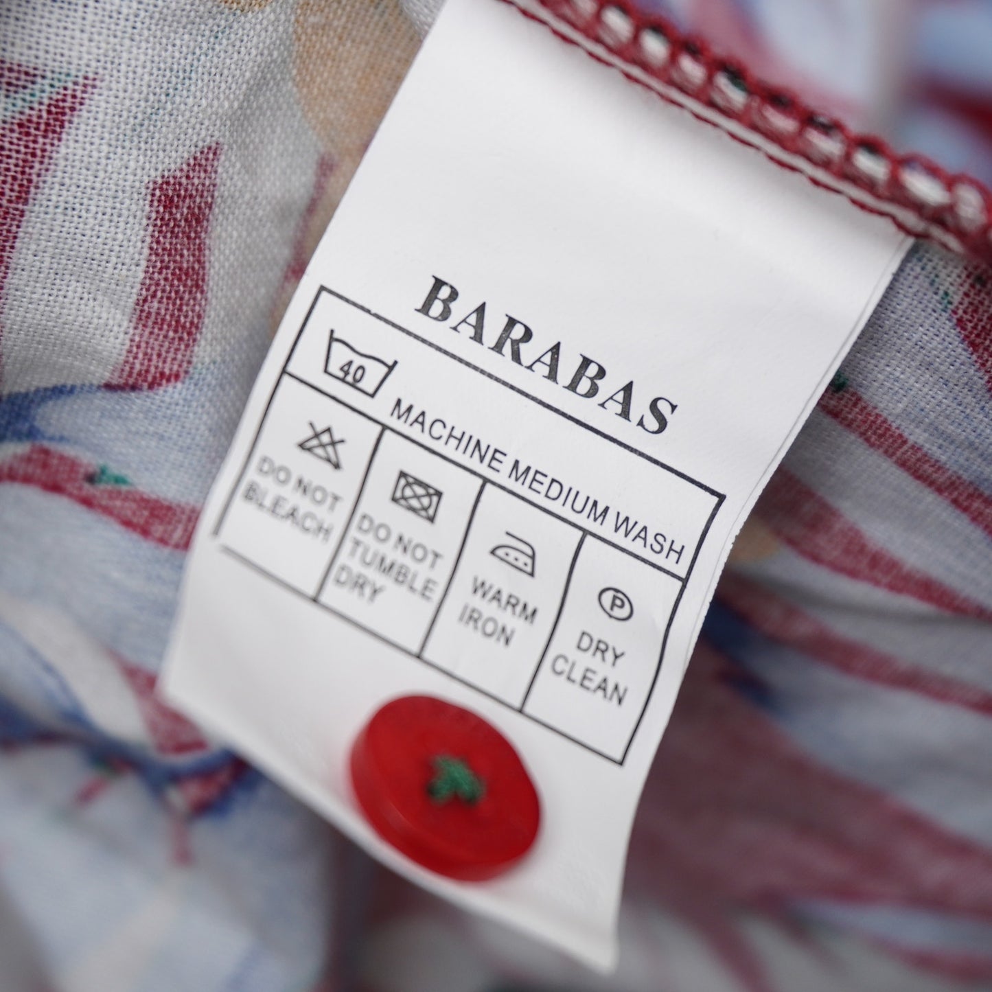 Barabas Red Floral Shirt M Linen Cotton Hawaiian Tropical NWT