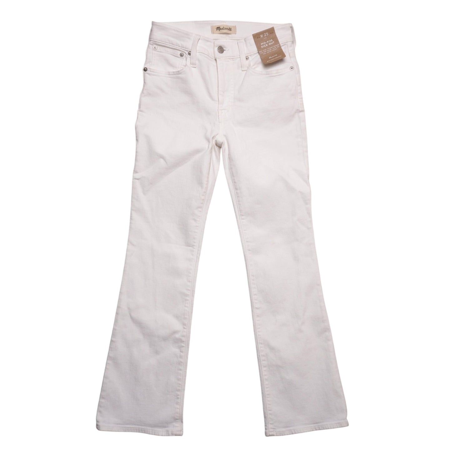 Madewell Midrise Kick-Out White Denim Perfect Summer Jeans NWT 25