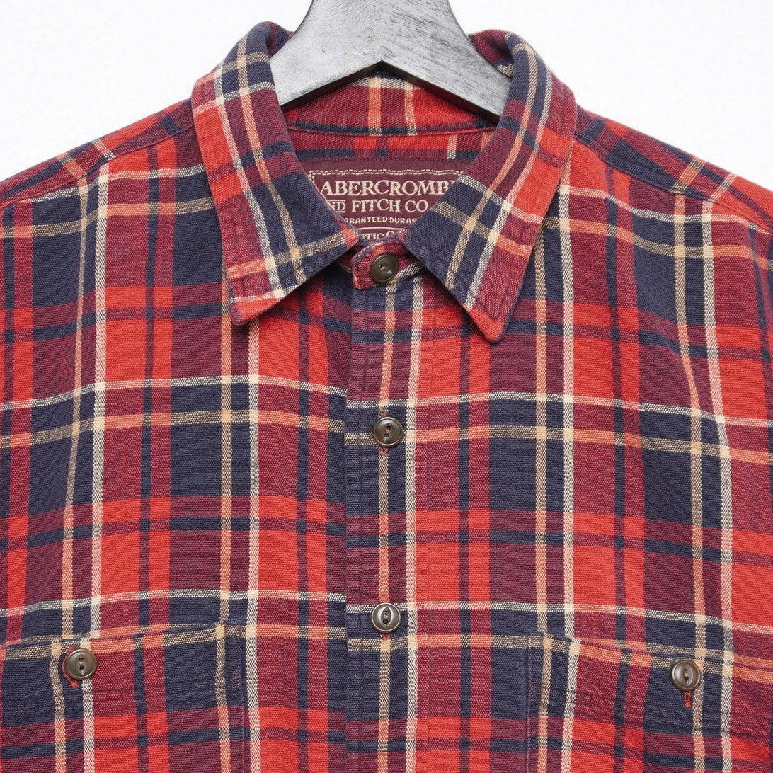 Abercrombie & Fitch Red/Navy Plaid Authentic Chamois Shirt Men’s M Heavy Flannel