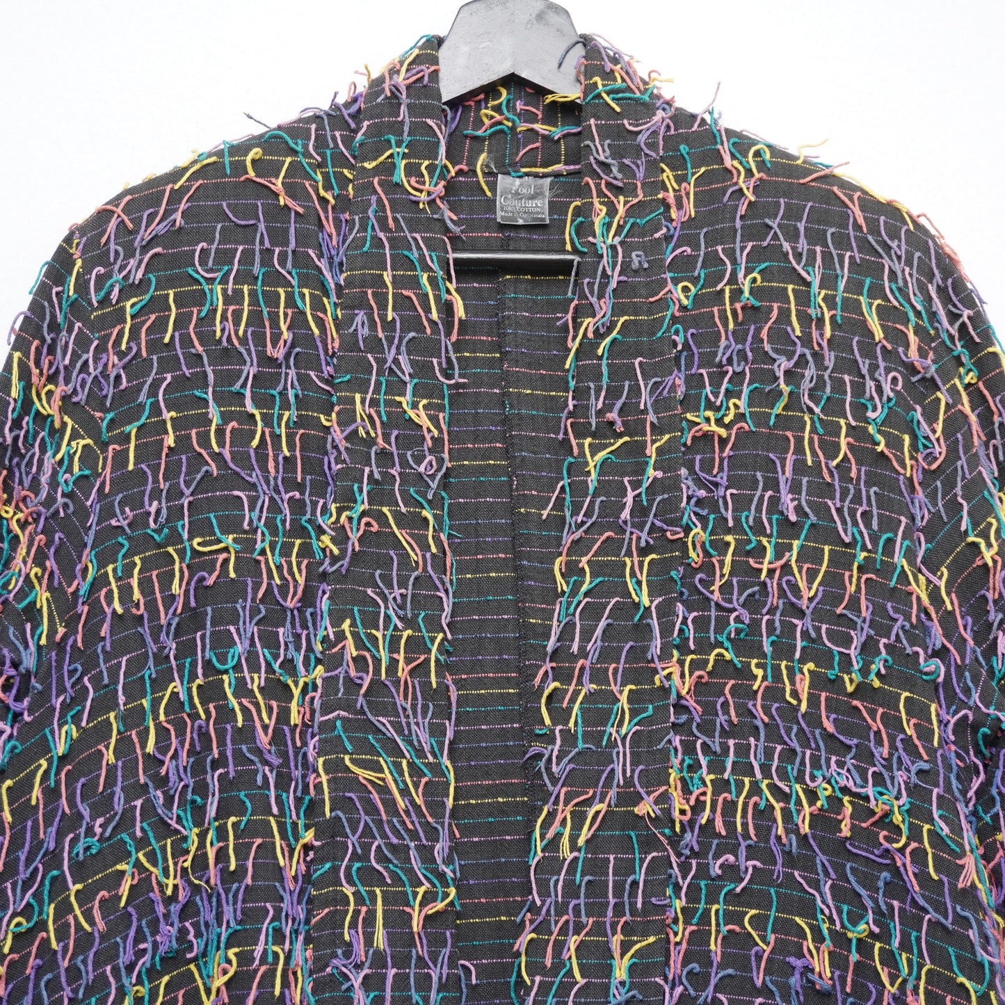 Car Pool Couture Multi Color Fringe Jacket 100% Cotton M