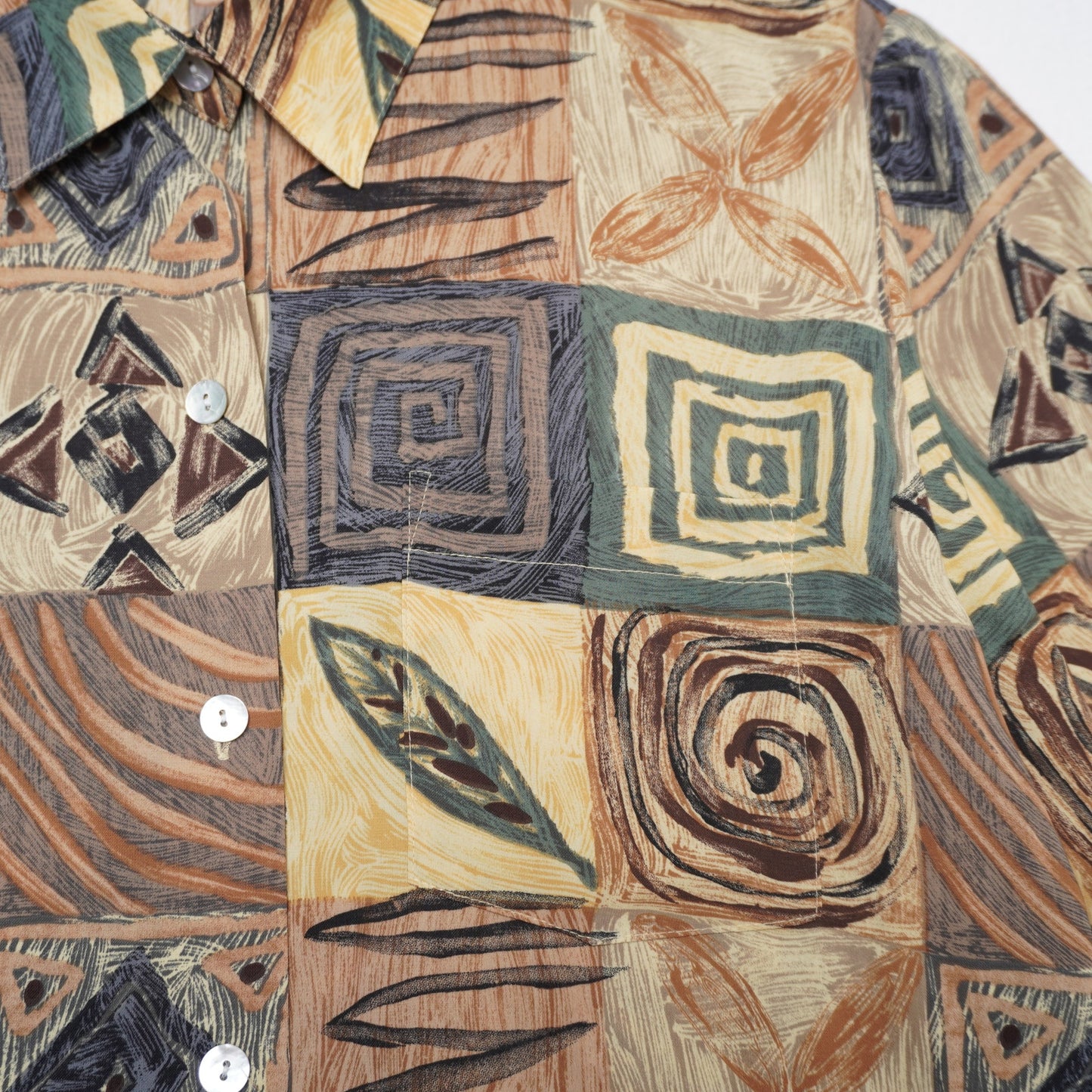 Vintage Kathy Che Abstract Print Button-Up Shirt – Tribal Pattern Boho – Size 12
