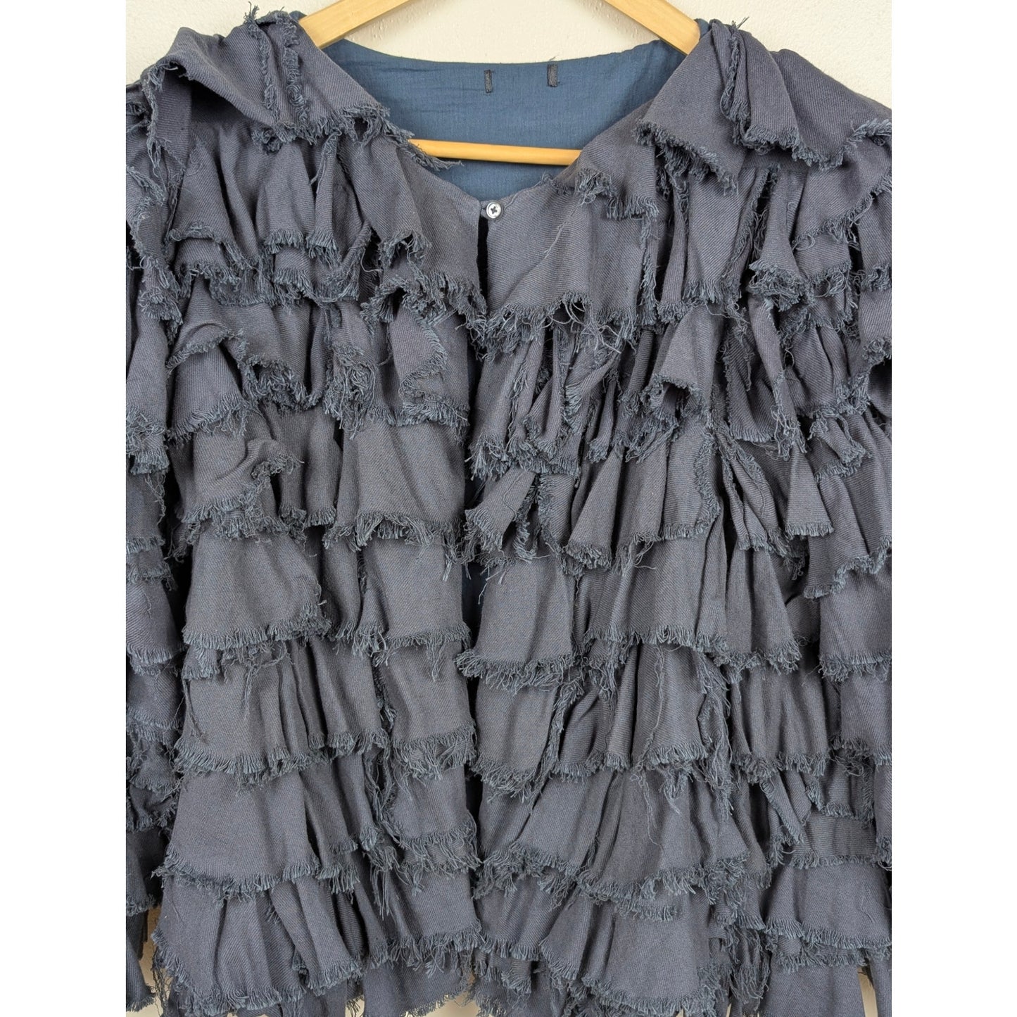 100% Cotton Layered Ruffle Blue Cardigan S