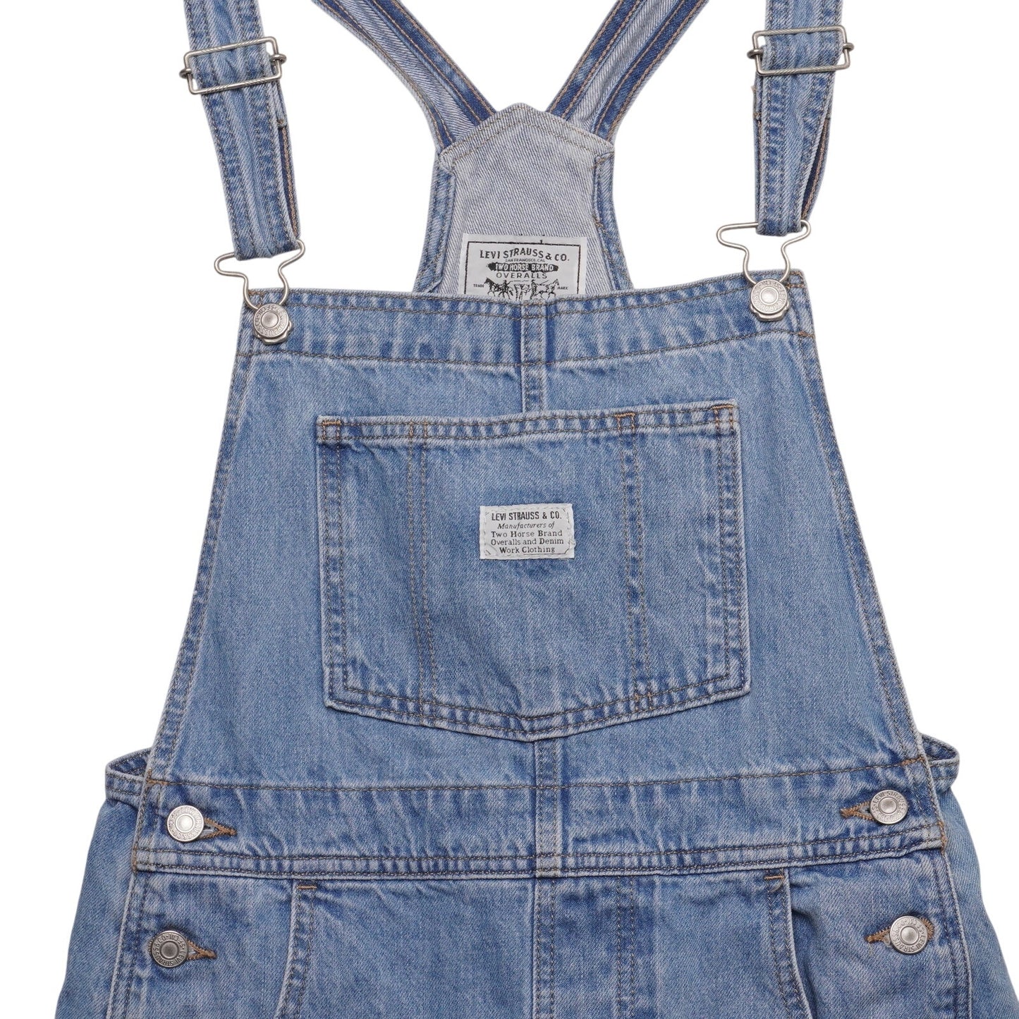 Levi's Denim Short Button Bib Overalls Women's S 16" Waist 34" Length