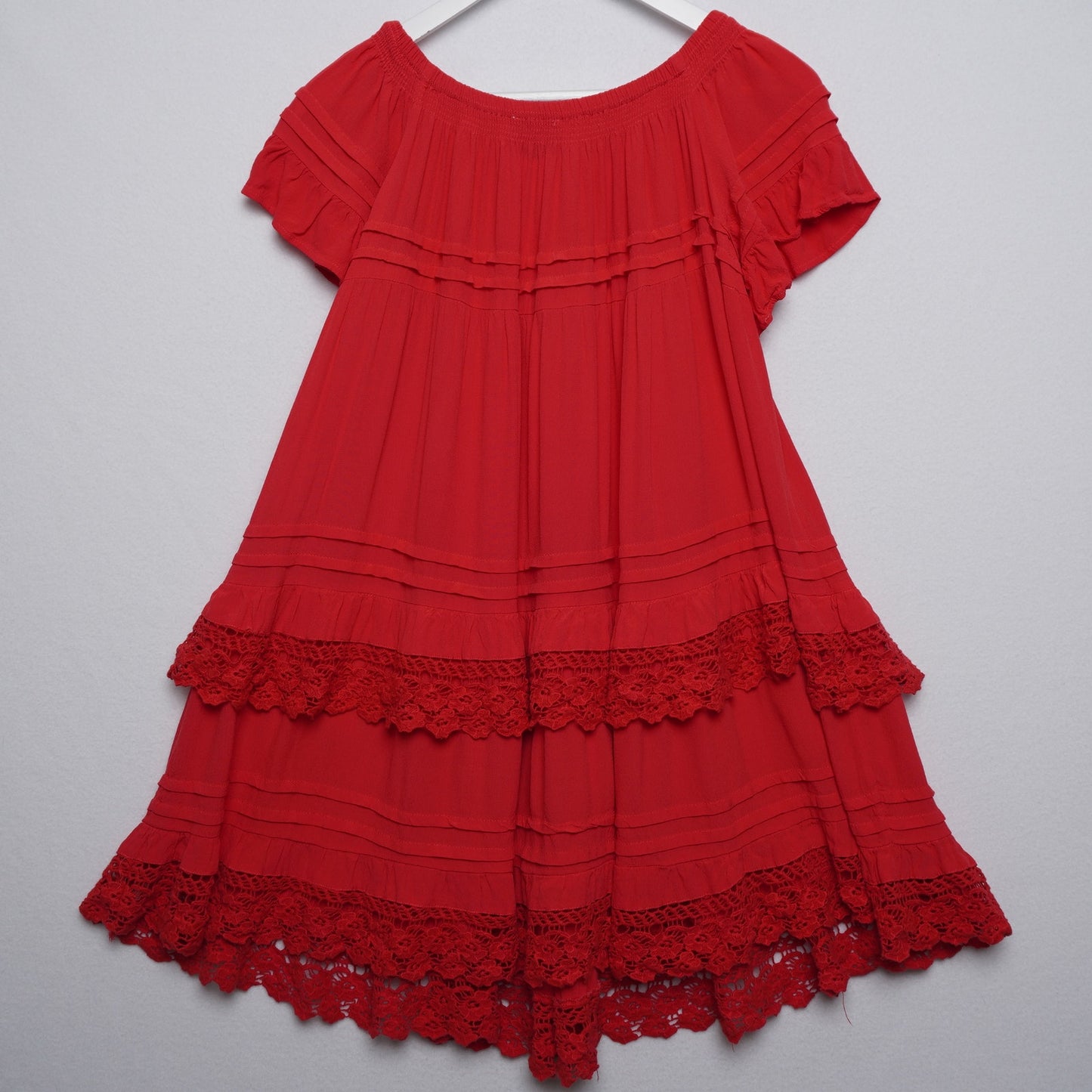 Muche et Muchette Red Trapeze Off Shoulder Dress Size XS/S