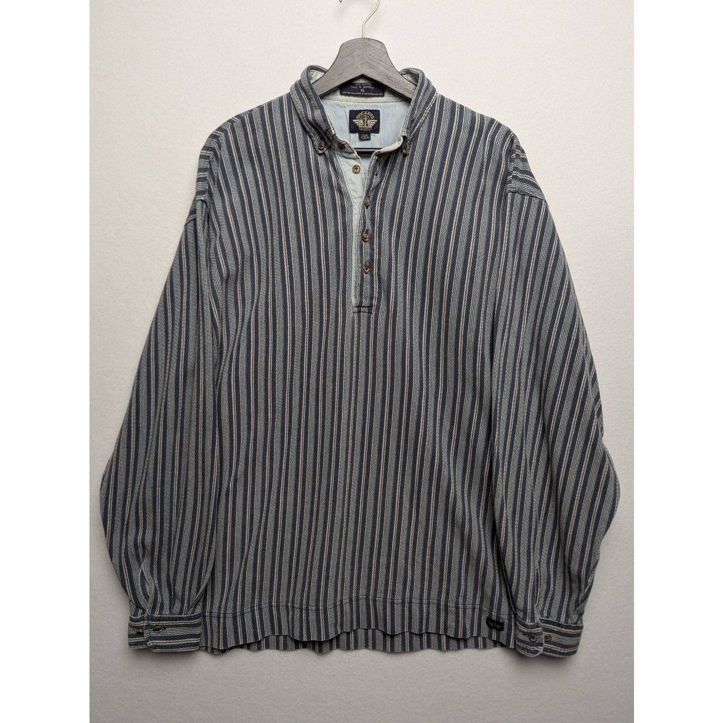 Dockers Striped Vintage Style Henley Cotton Pullover Shirt XL