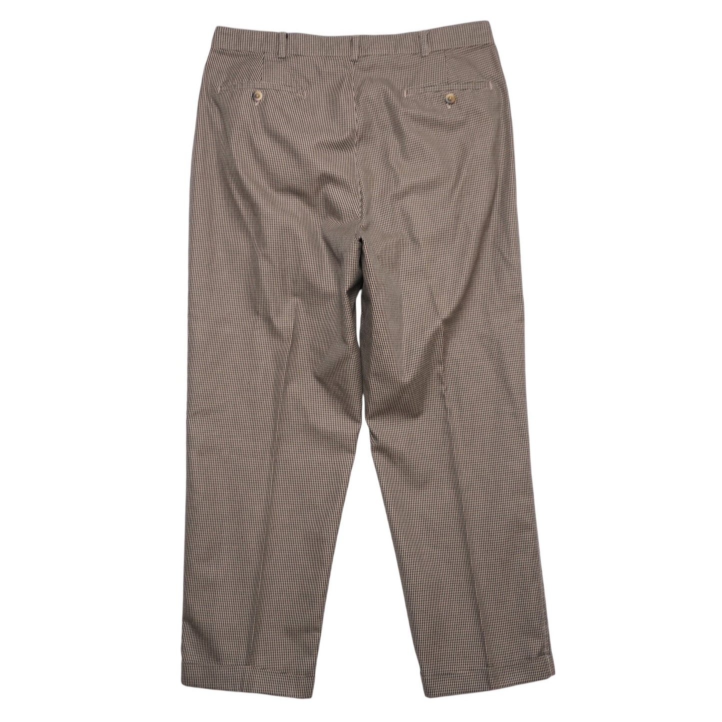 Lands’ End Men’s Dress Pants Size 36 Brown Houndstooth Check Cotton USA Made