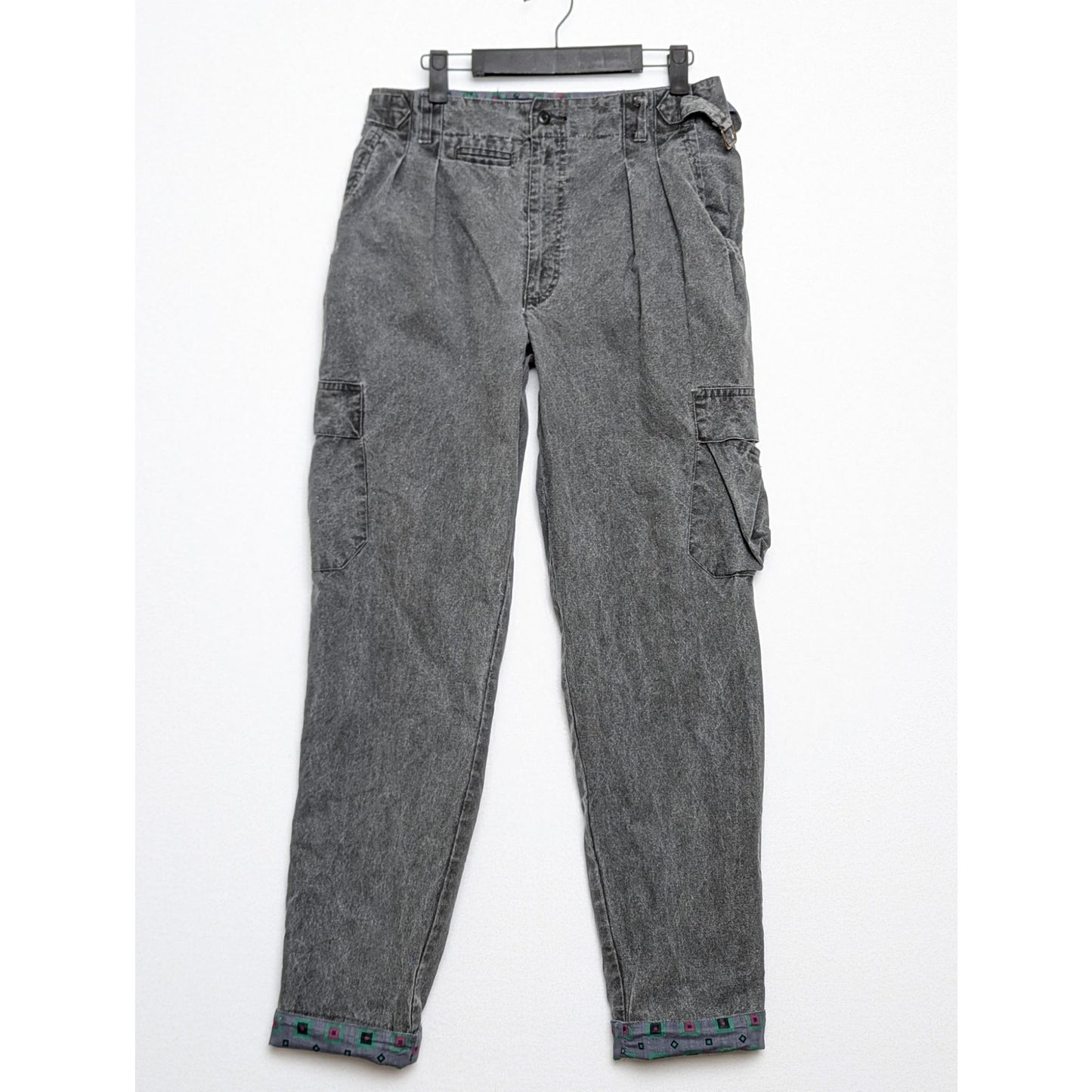 Vtg Gray High Waisted Adjustable Waist Light Cotton Cargo Pants Size 29
