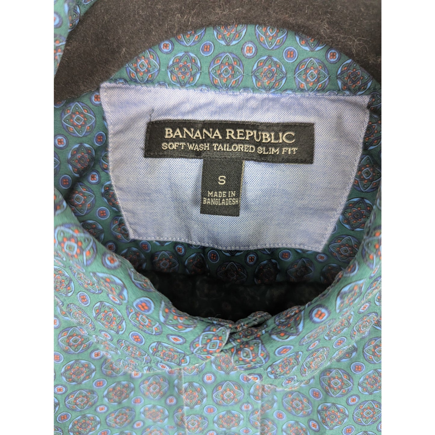 Banana Republic Green Patterned Tailored Slim Fit Shirt Size Small