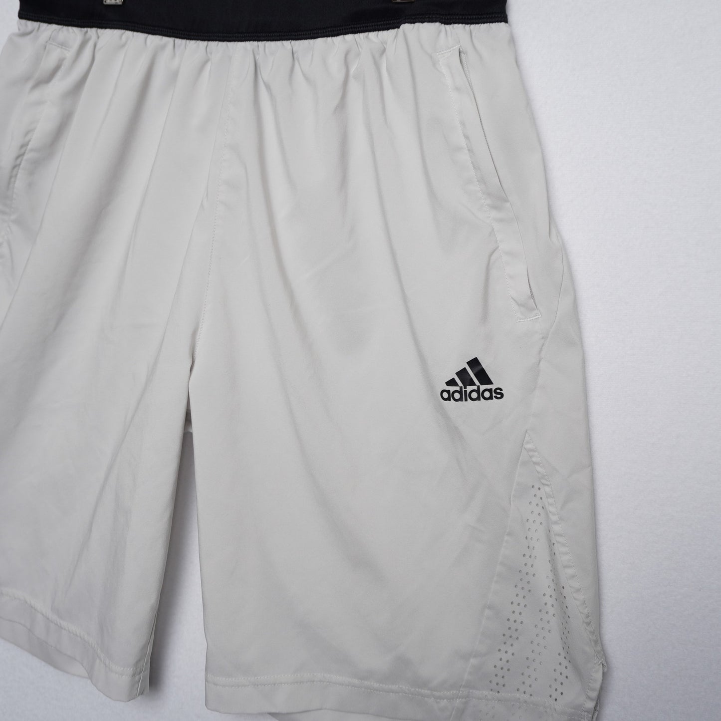 Adidas White Shorts Black Waistband Running Shorts Size Med 9" inseam