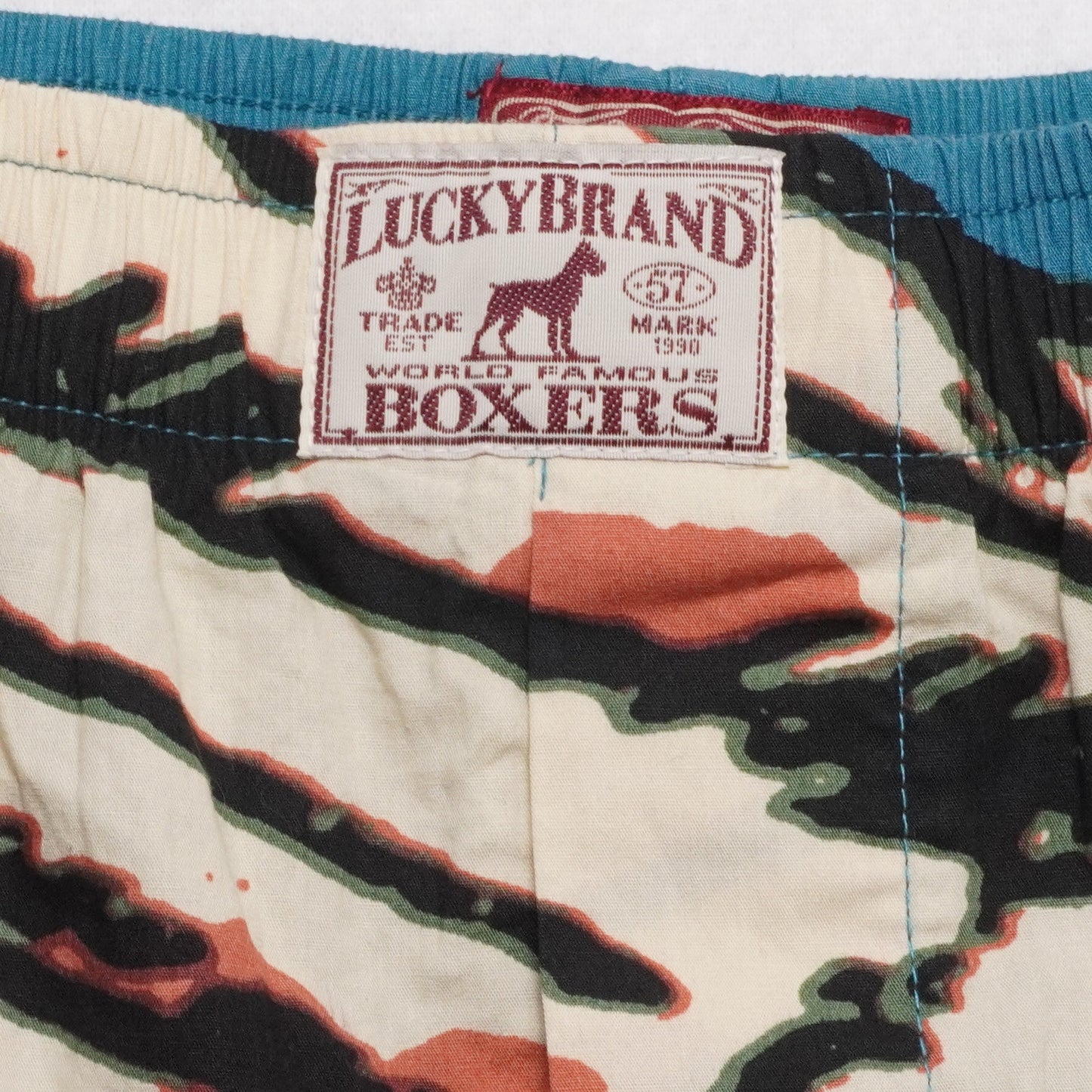 Lucky Brand Teal Cotton Boxers Native American Chief Graphic NWT Deadstock