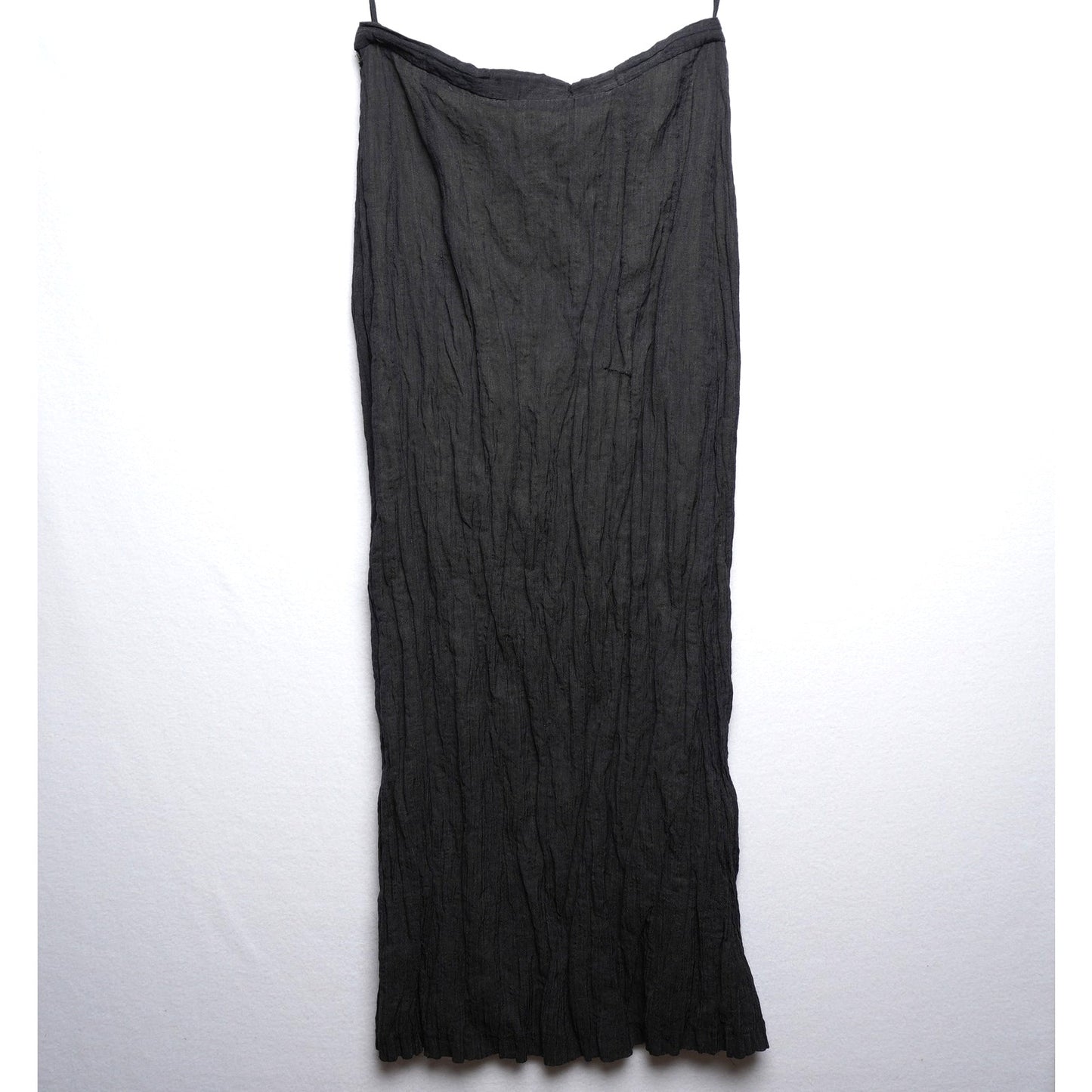 Y2K Banana Republic Black Crinkle Maxi Skirt - Made in IT Wool Blend Size 12