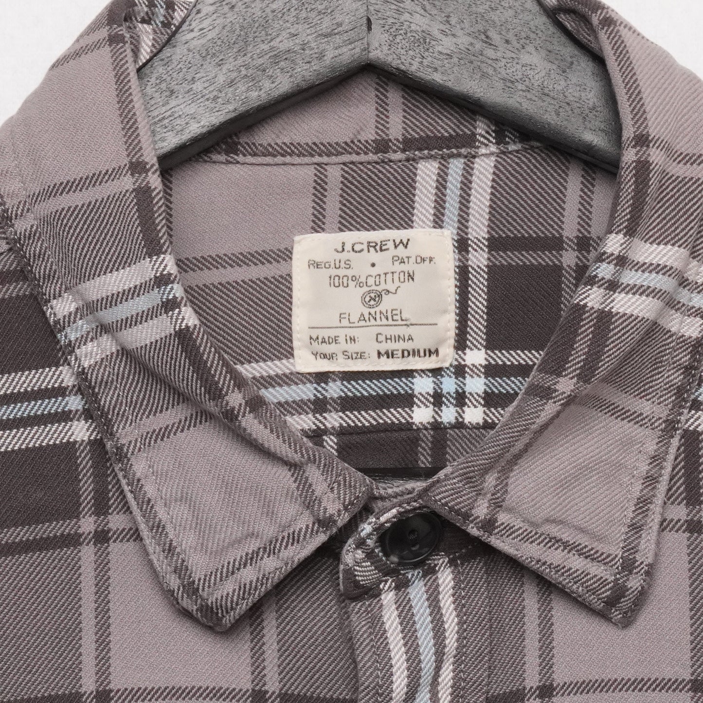 J.Crew Flannel Shirt Mens M Gray Blue Plaid Long Sleeve Cotton Casual